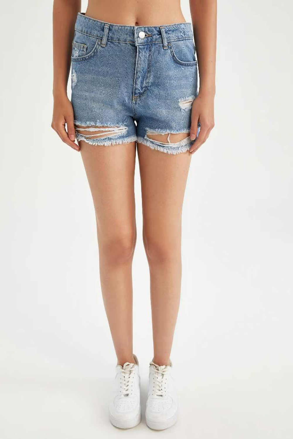 Jean Normal Waist Cut Ended Trousers Shorts