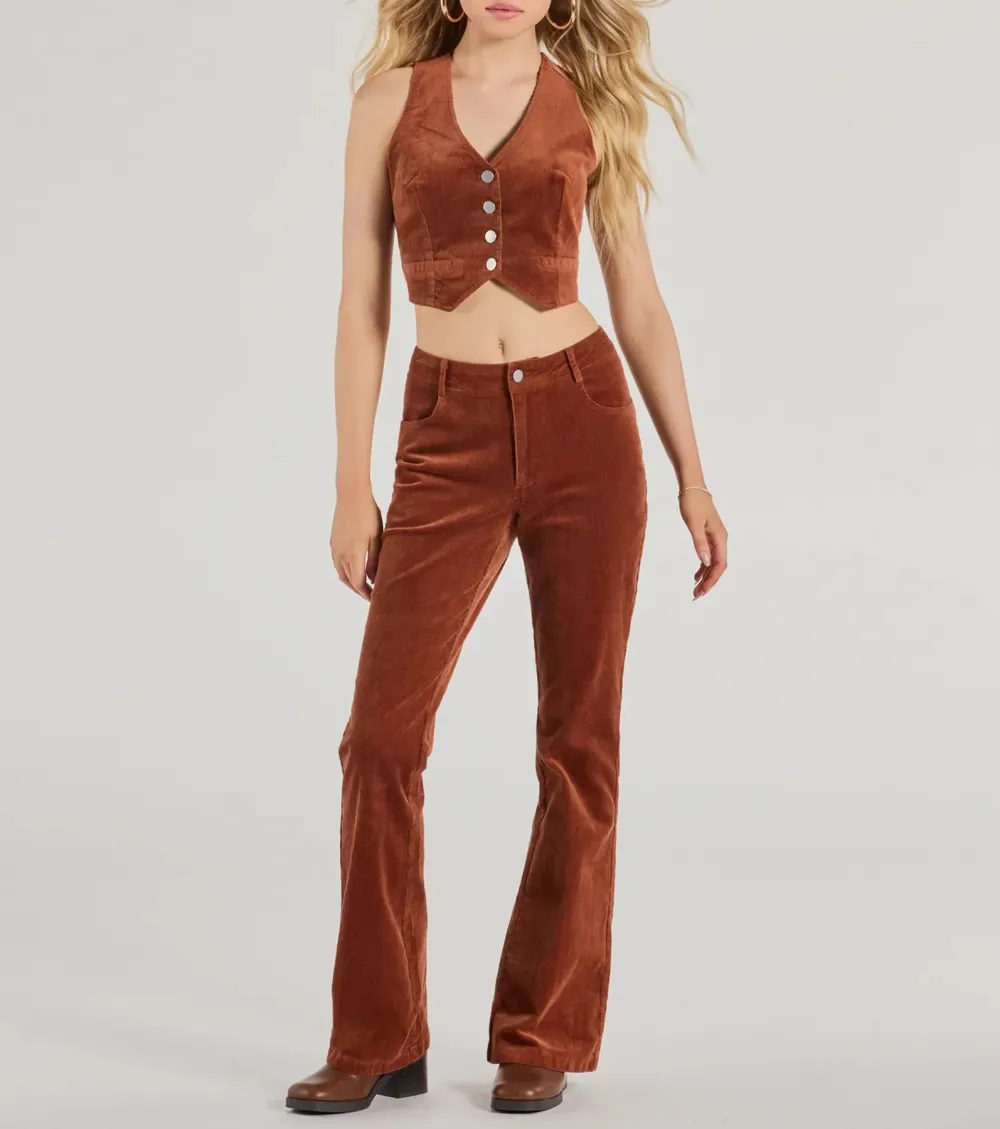 Retro Chic Corduroy High-Rise Flare Pants