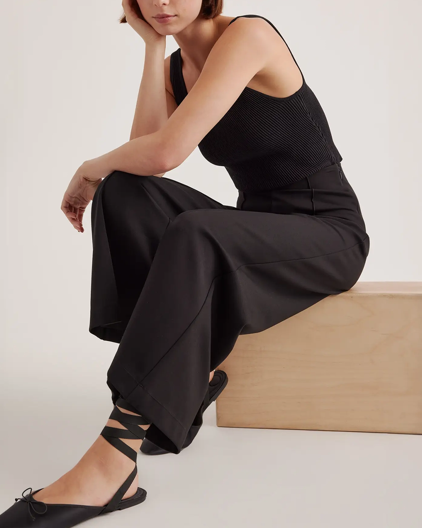 Ultra-Stretch Ponte Super Wide Leg Ankle Pants