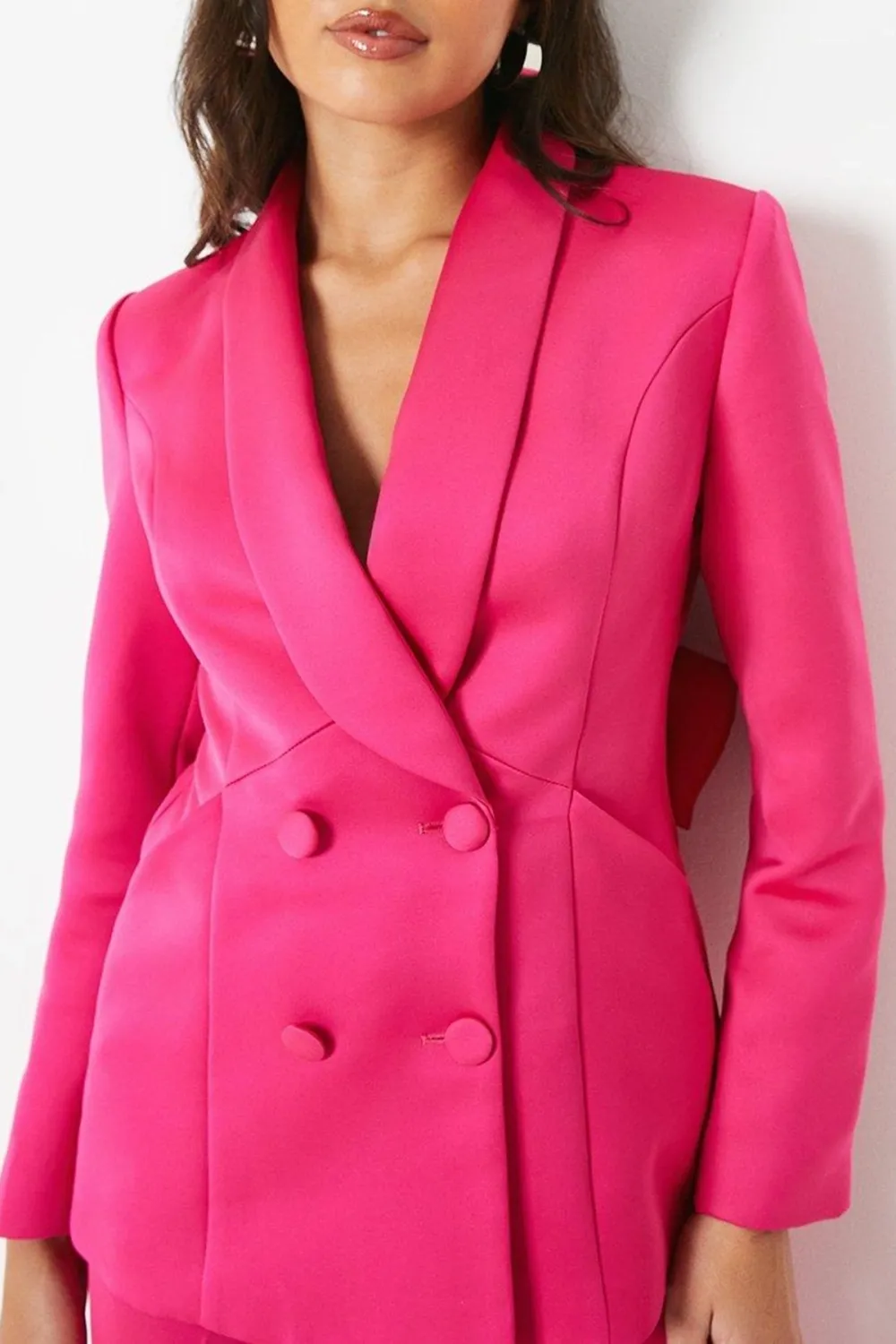 Bow Back Tailored Satin Blazer