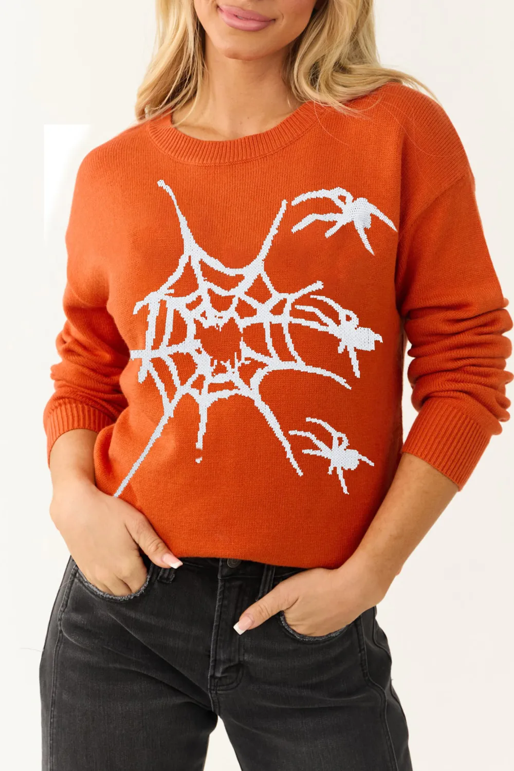 Fire 'Boo' Graphic Drop Shoulder Knit Sweater