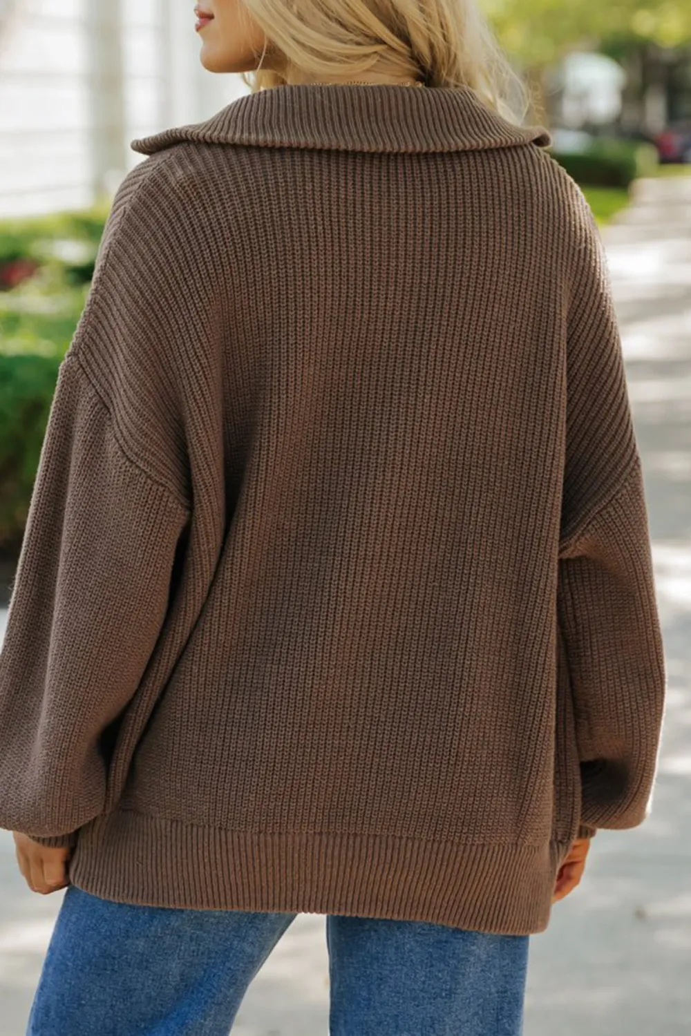 Mocha Zip Up Sweater Jacket