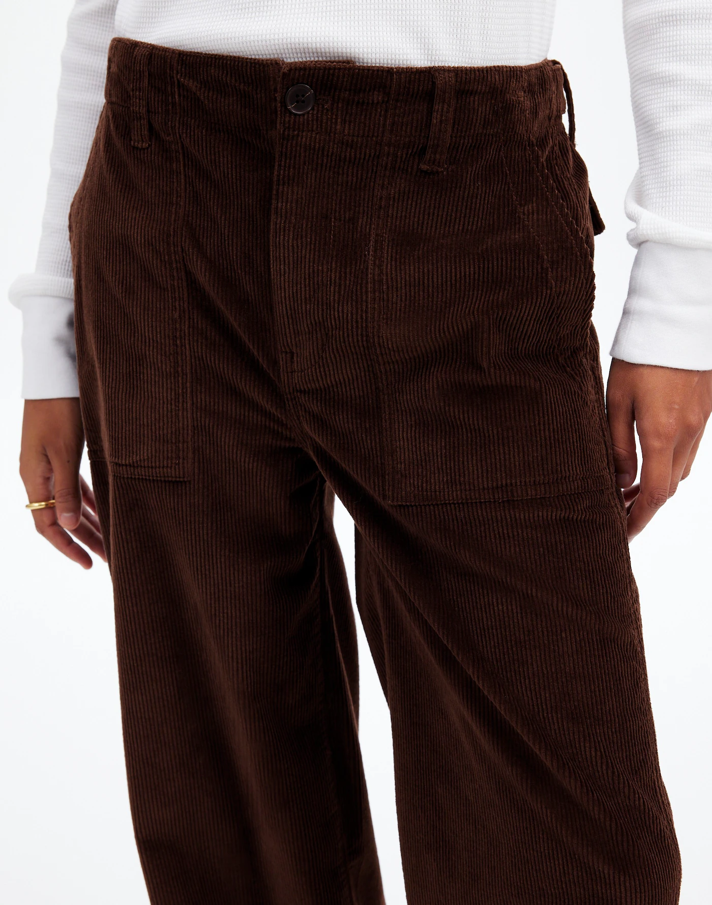 Low-Slung Baggy Utility Pants in Corduroy