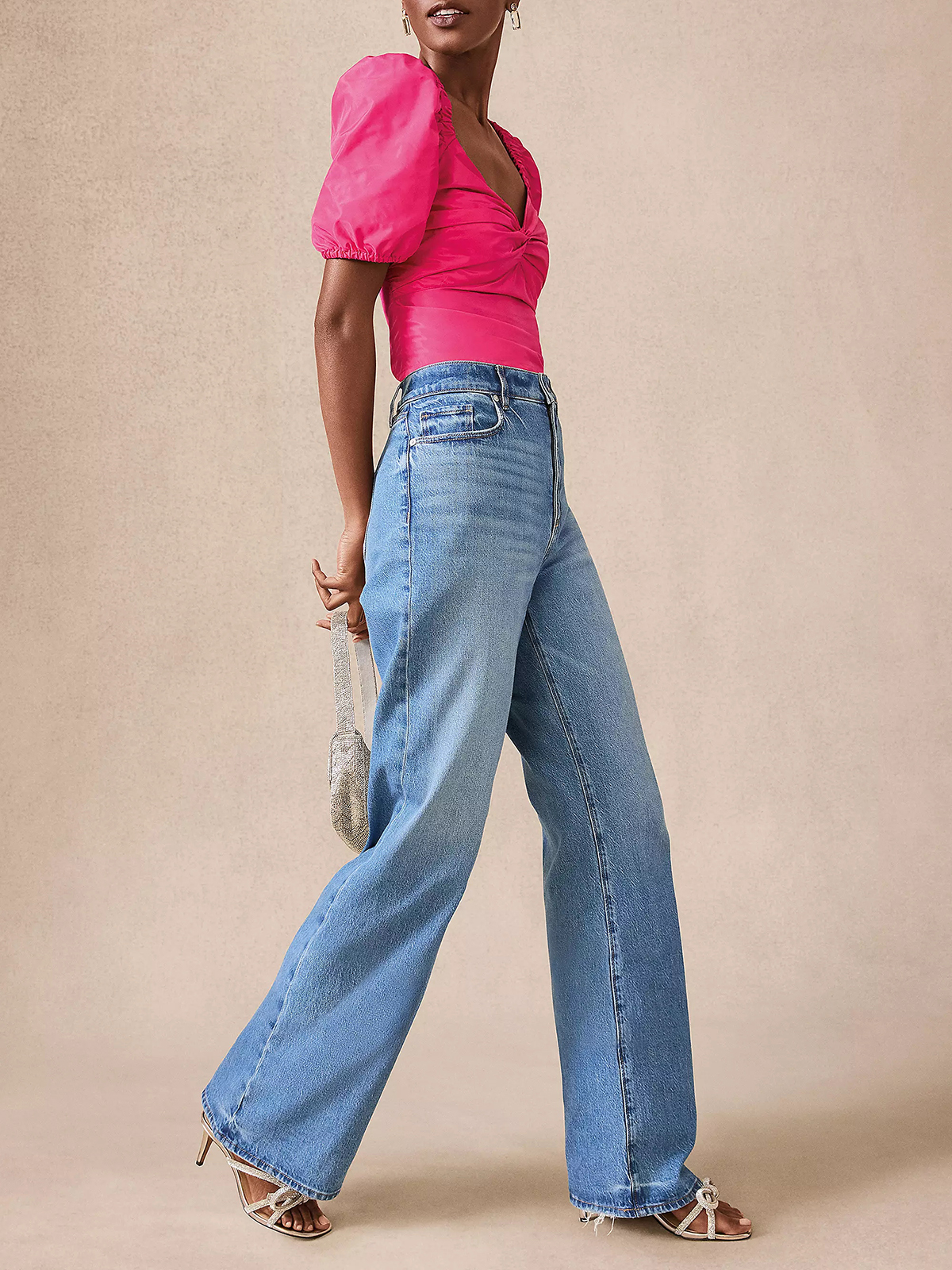 High Rise Wide Leg Jeans in Bright Mid Indigo Wash