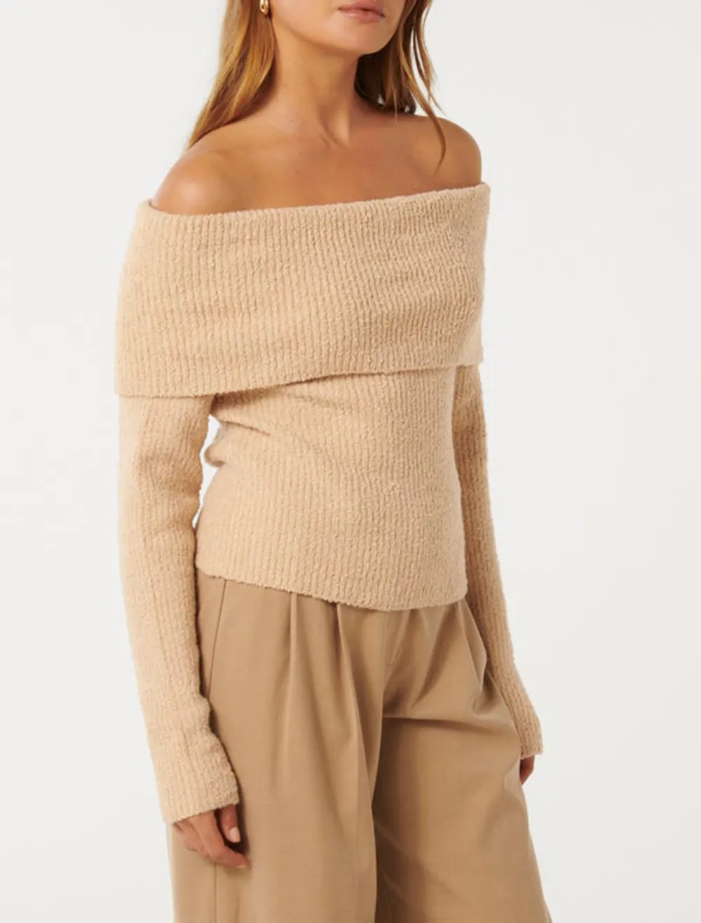 Mariah Boucle Bardot Sweater