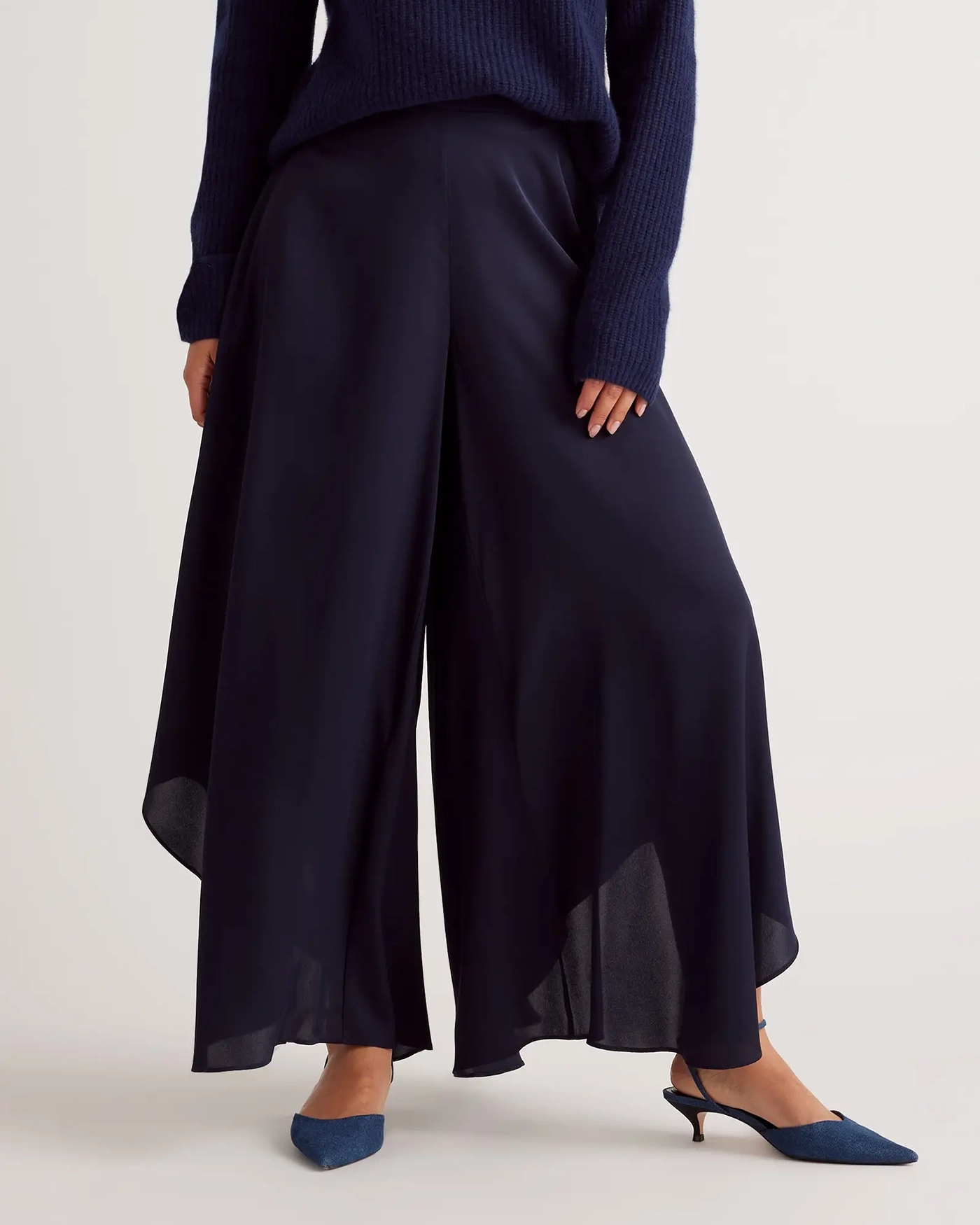 Washable Stretch Silk Palazzo Pants