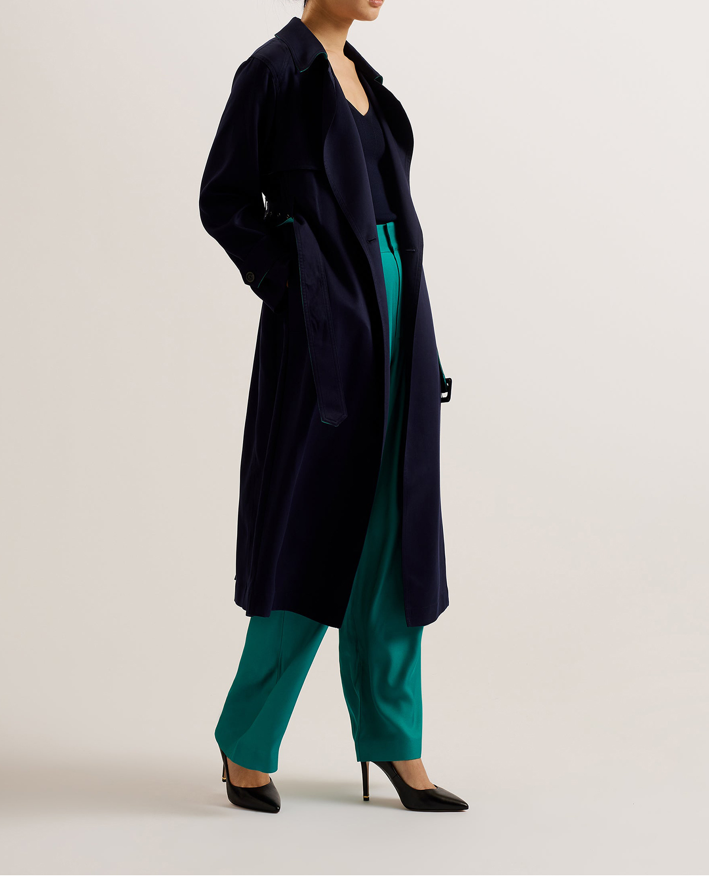 Biferno Colour Block Trench Coat Navy