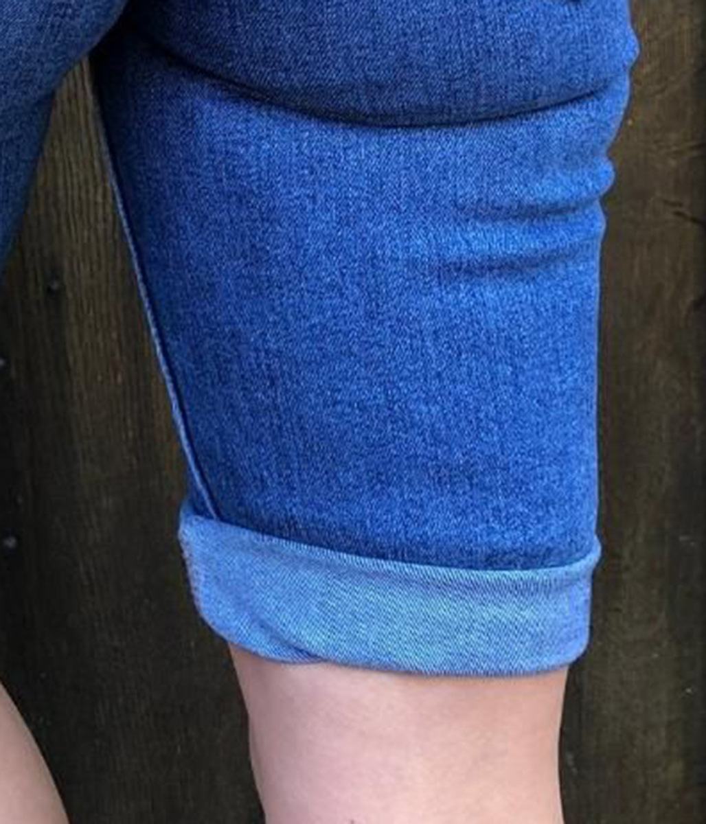 Blue Denim Knee Length Shorts