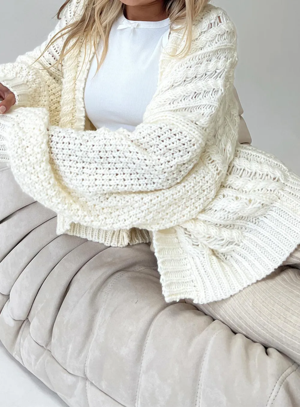 Abner Cable Cardigan Cream