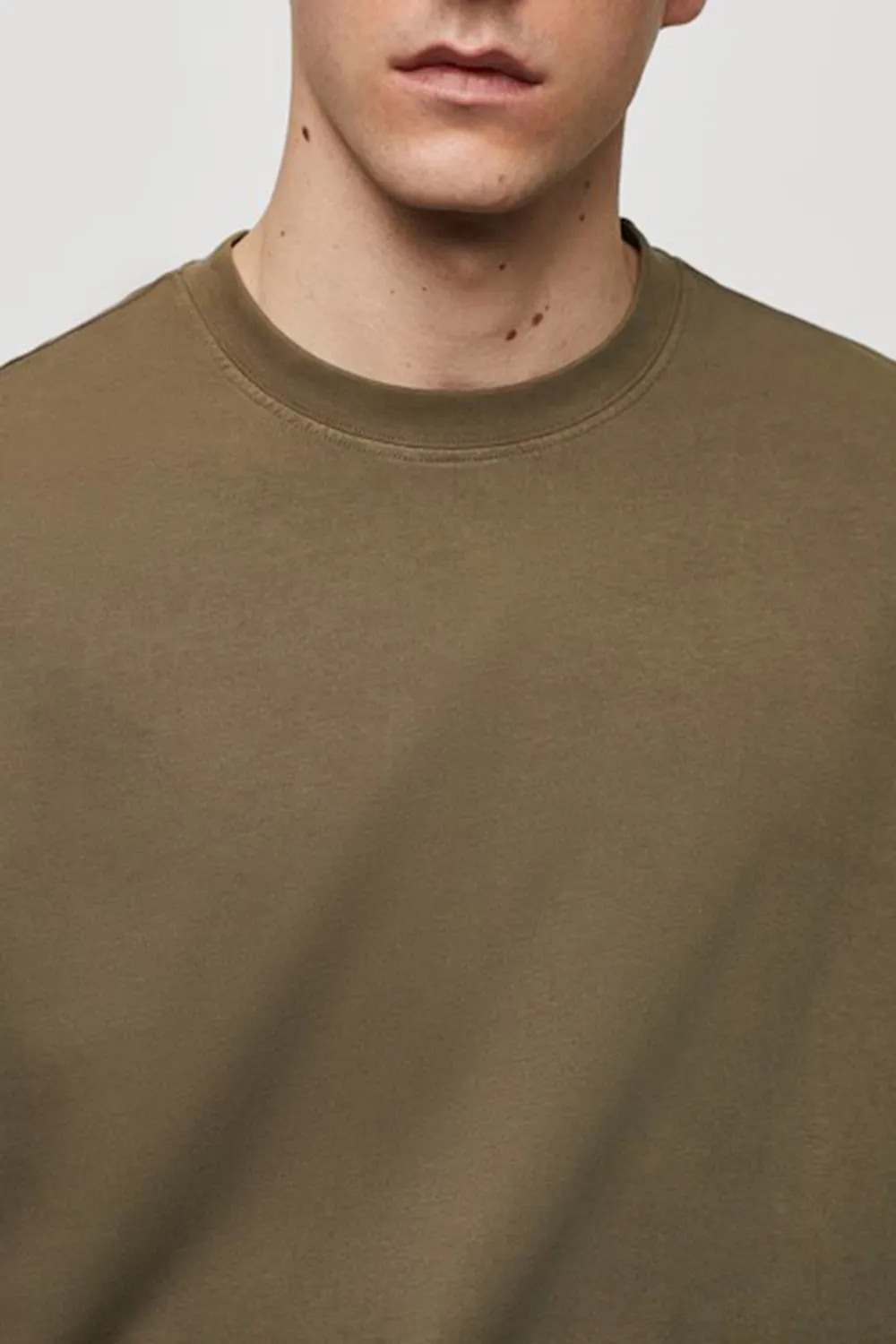 Round-Neck Ribbed Finish T-Shirt