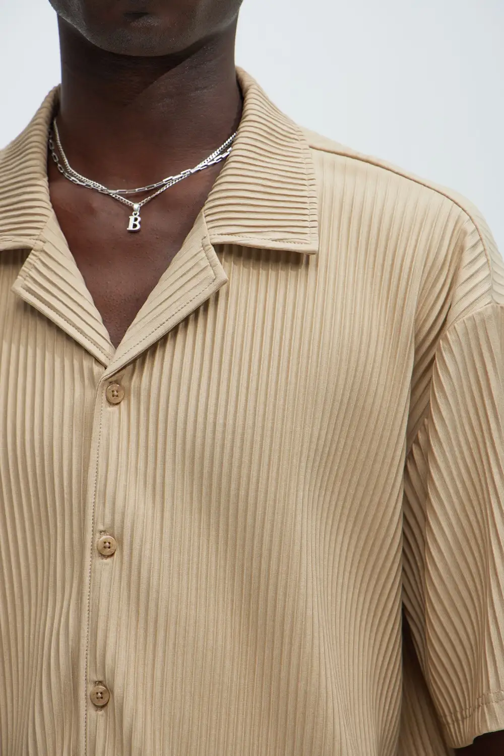 Regular Potential Pleated Shirt - Tan