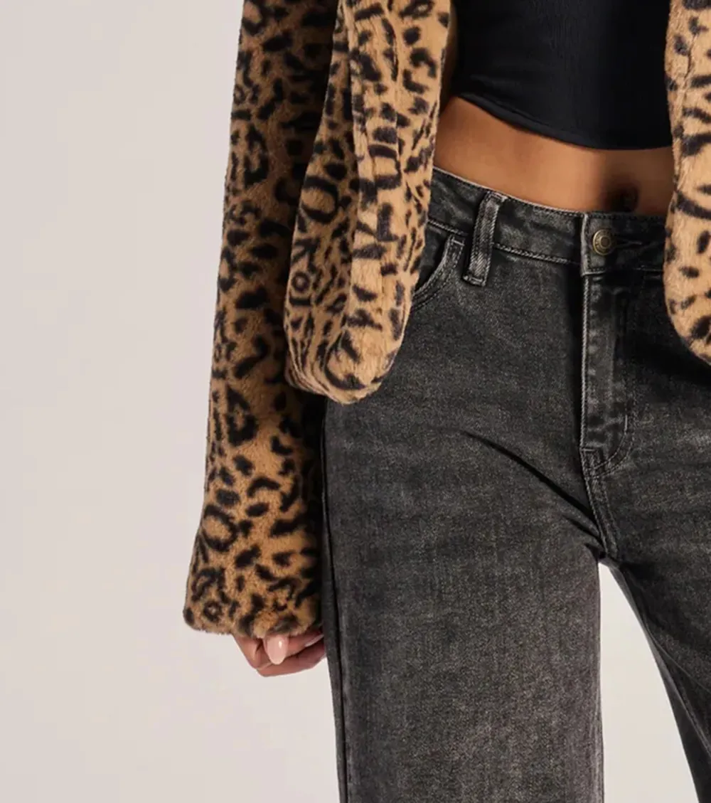 Luxe Glam Leopard Print Faux Fur Jacket