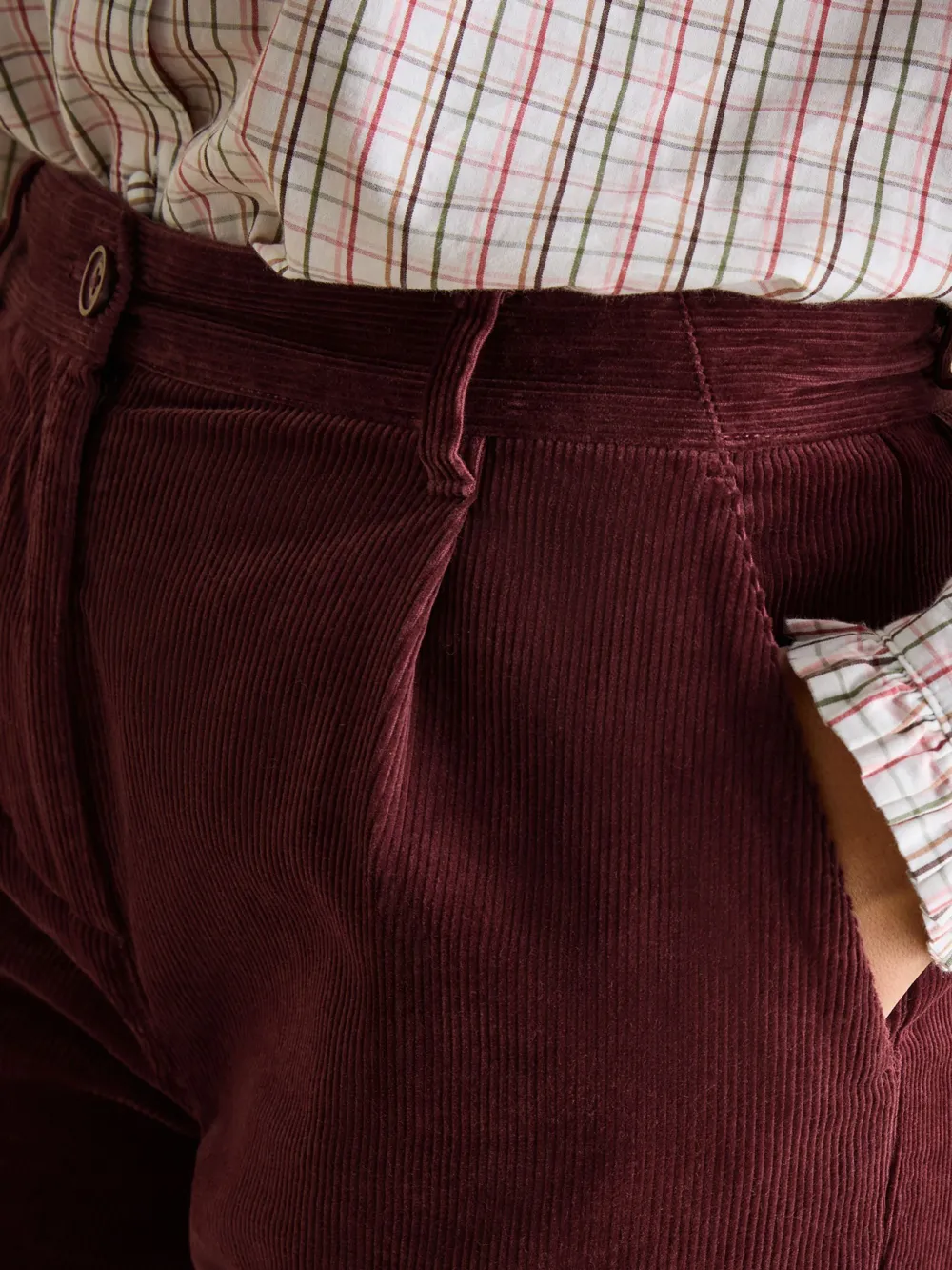 Cotton Calla Burgundy Corduroy Tapered Trousers