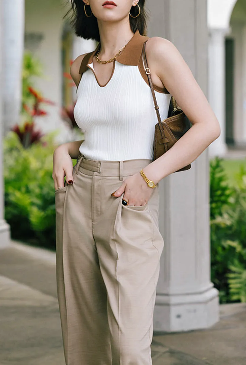 Jody Knit Top - Ivory & Camel