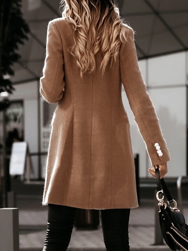 Women's Coat Outdoor Street Daily Fall Winter Long Coat Regular Fit Warm Breathable Streetwear Elegant Jacket Long Sleeve Solid Color Pocket White Black Gray