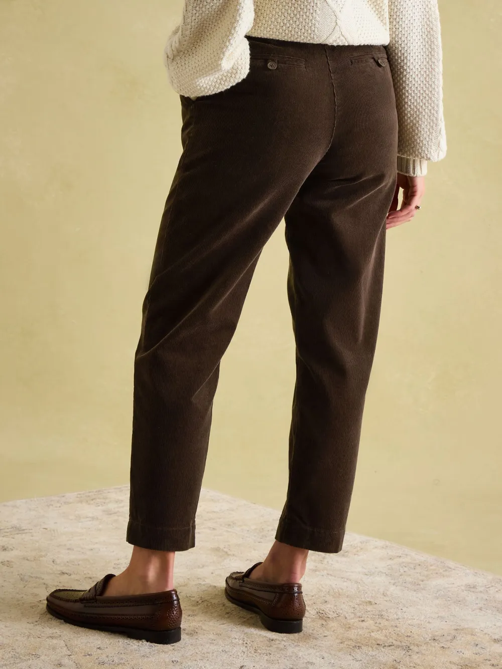 Calla Dark Brown Corduroy Tapered Trousers