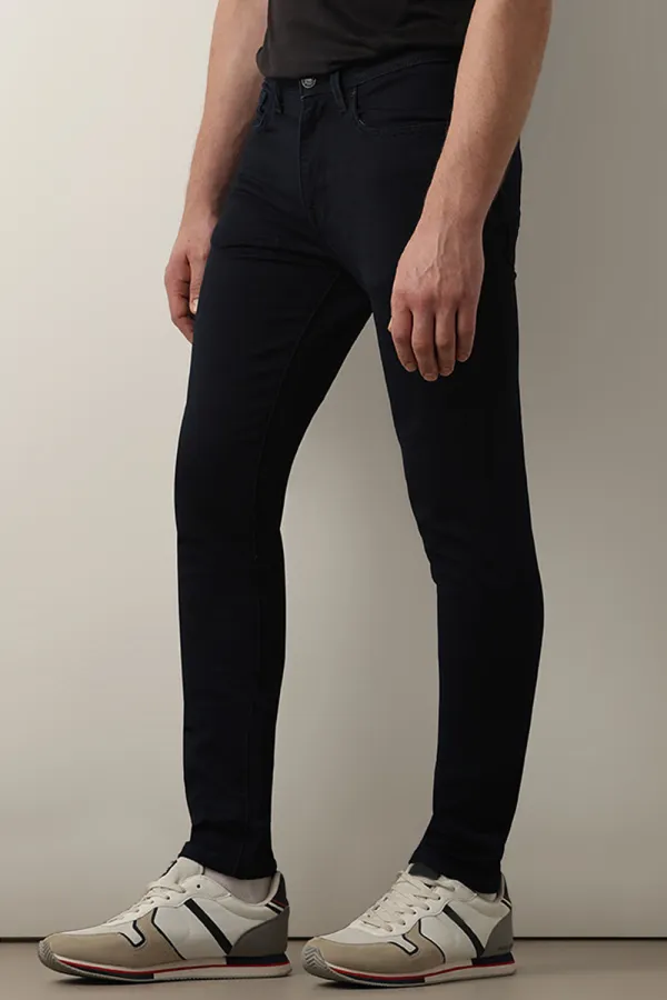 Dark Blue Mid Rise Washed Slim Fit Jeans