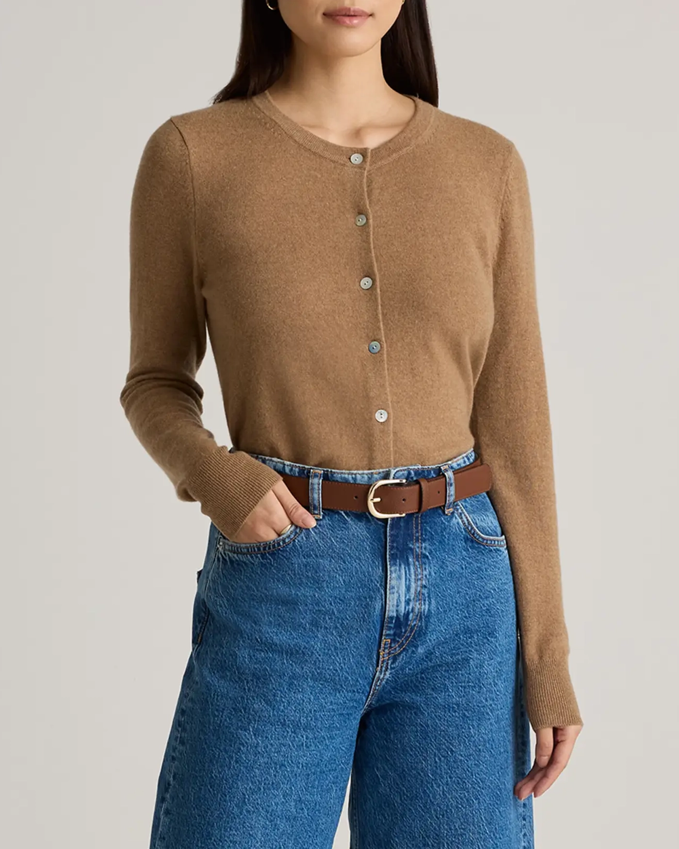 Cropped Cut Cashmere Cardigan Sweater