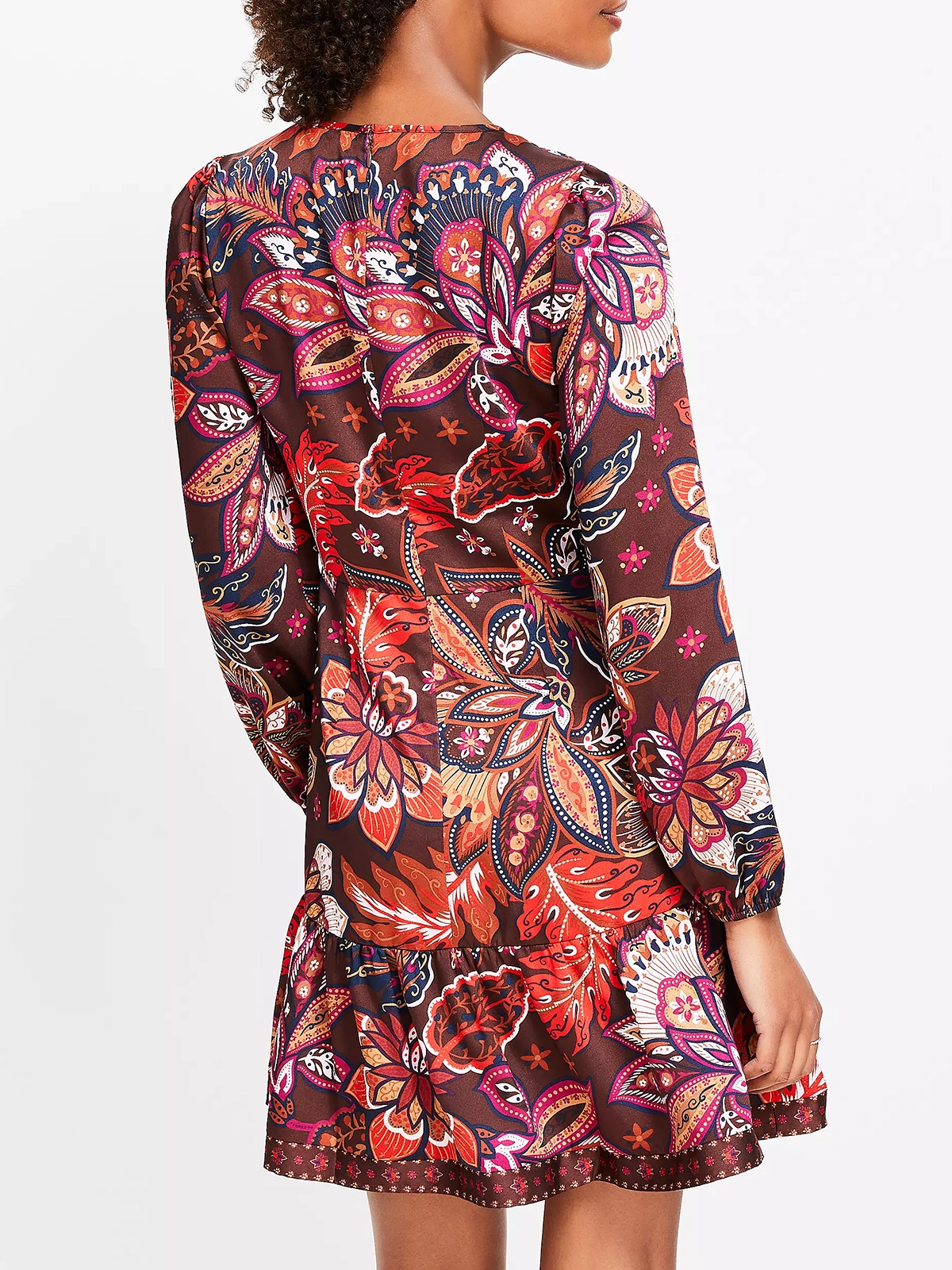 Paisley Shoulder Button Flounce Dress