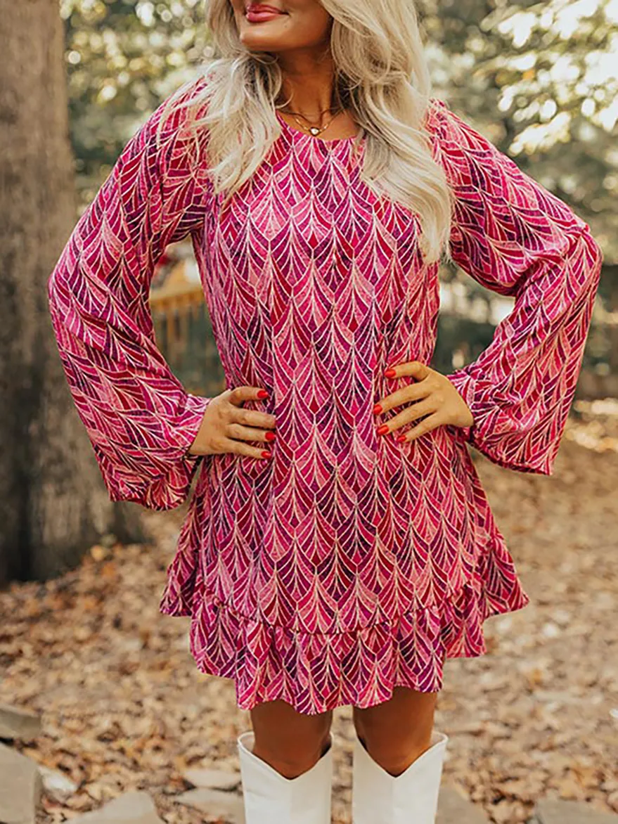 Floral print pink dress