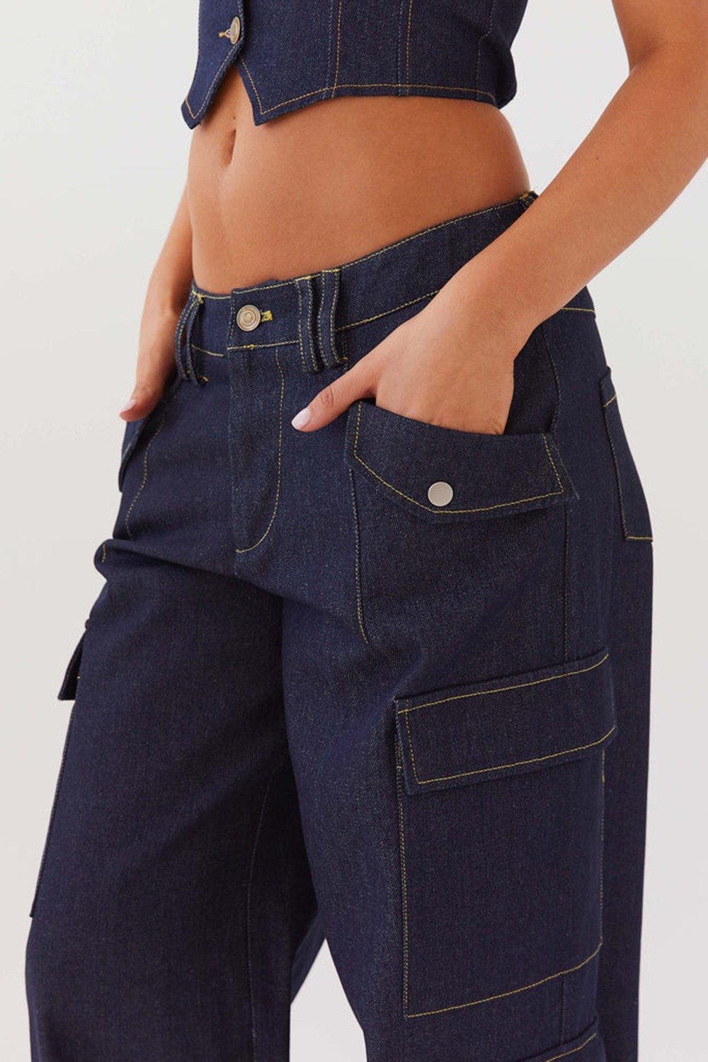 Greedy Denim Cargo Pants - Indigo