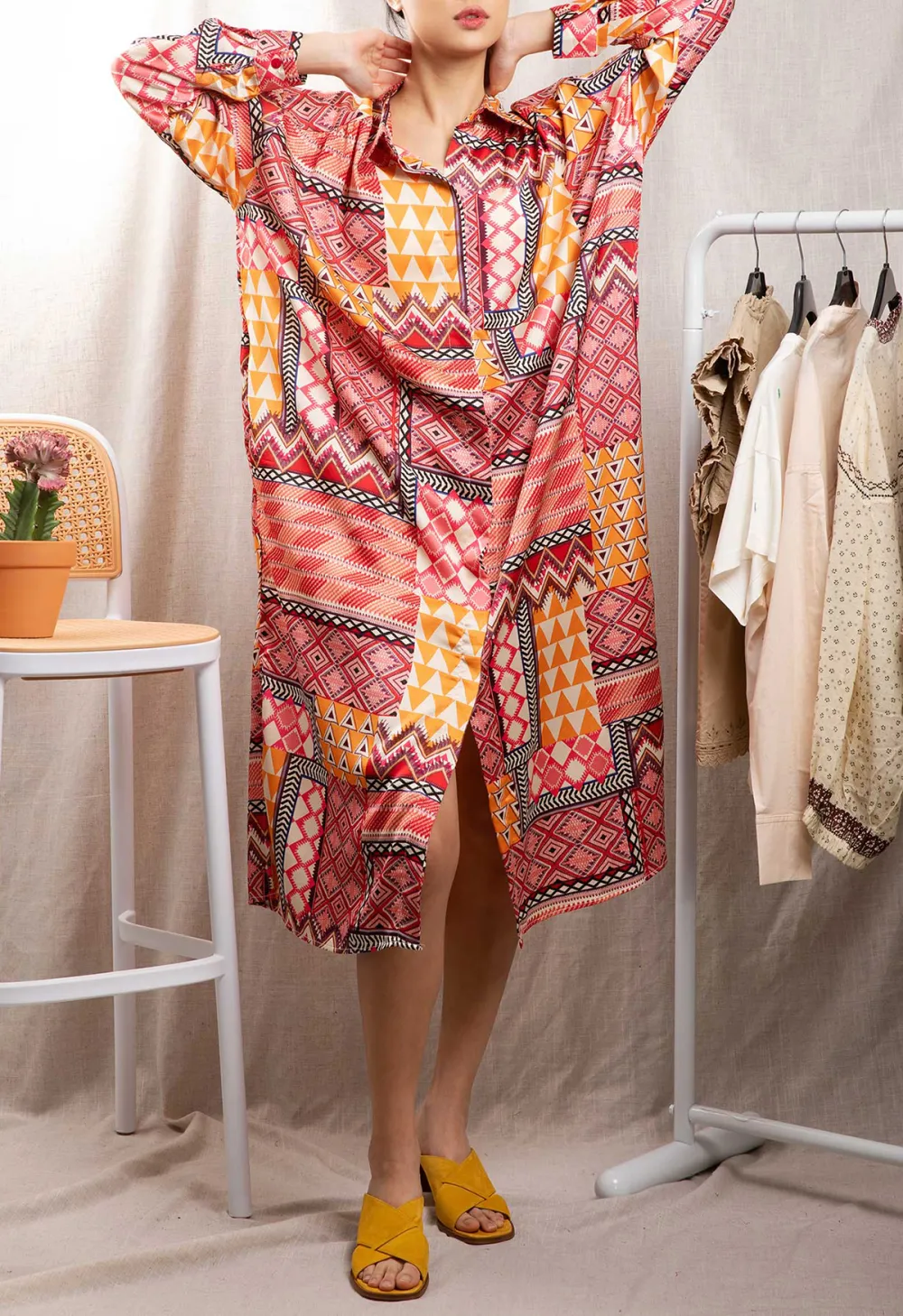 Pattern-Print Oversized Dress