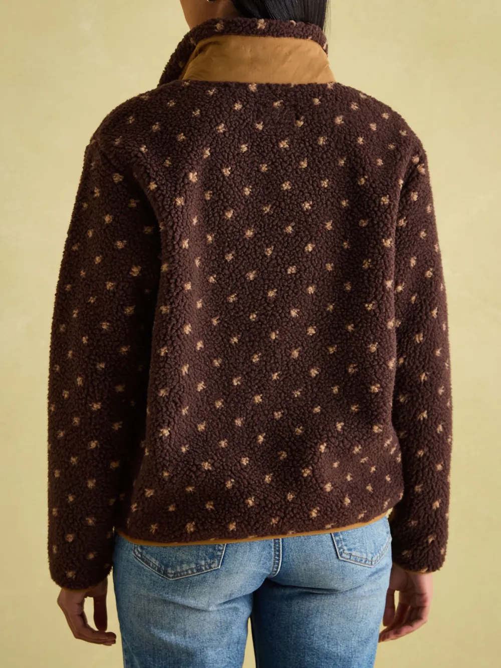 Lottie Chocolate Brown spot Borg Fleece Jacket