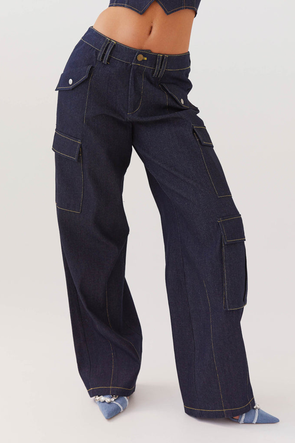 Greedy Denim Cargo Pants - Indigo