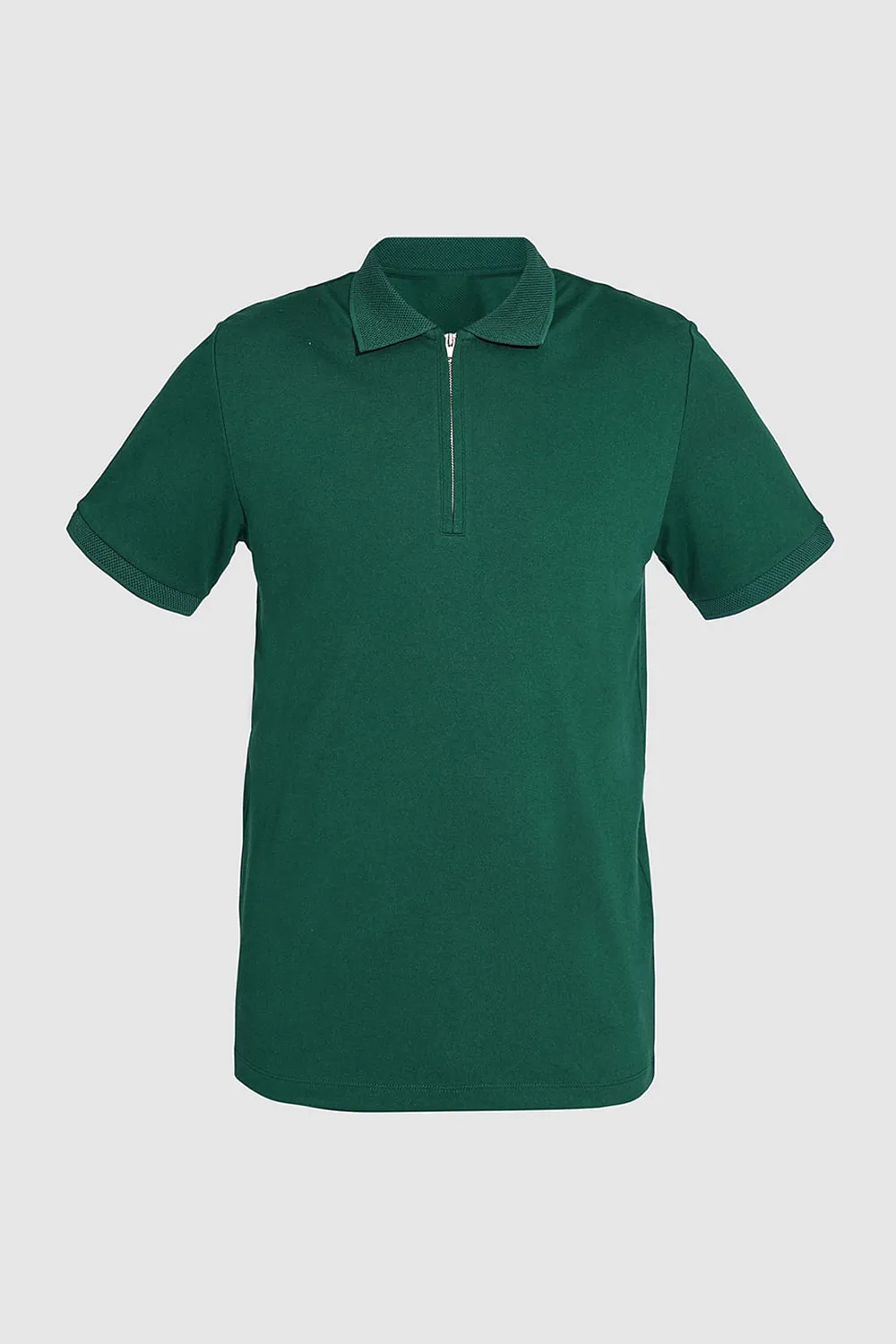 Brown Organic Cotton Zipped Polo