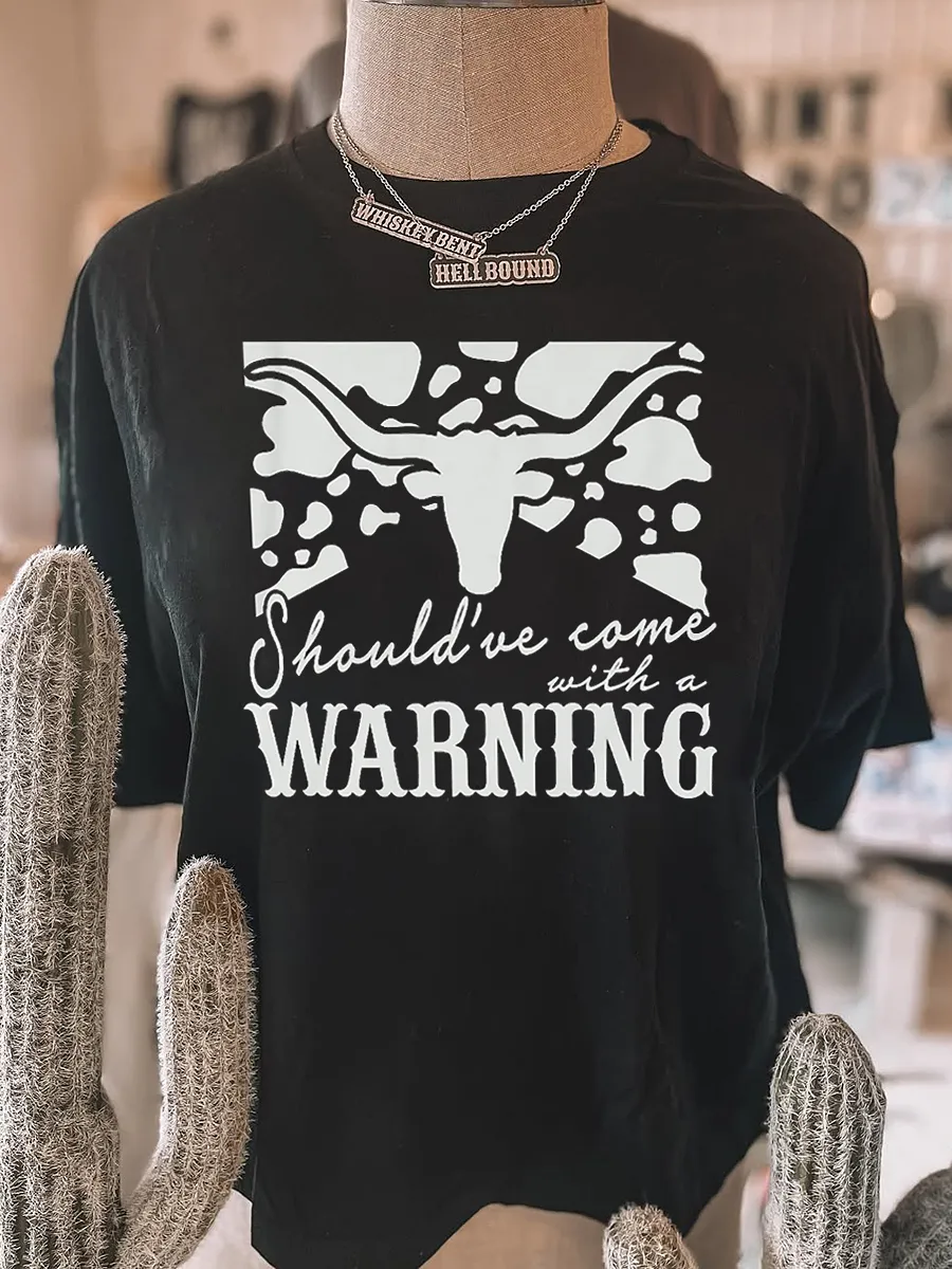 Western Cow Animal Warning Graphic T-shirt