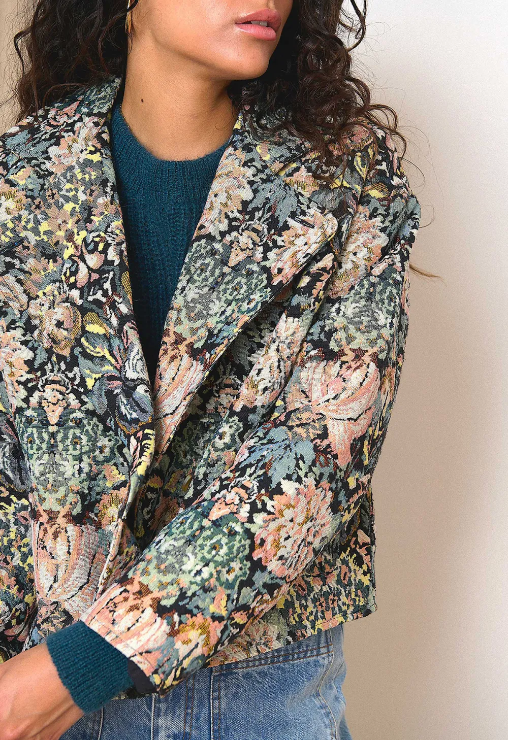 Plant-Print Loose Coat