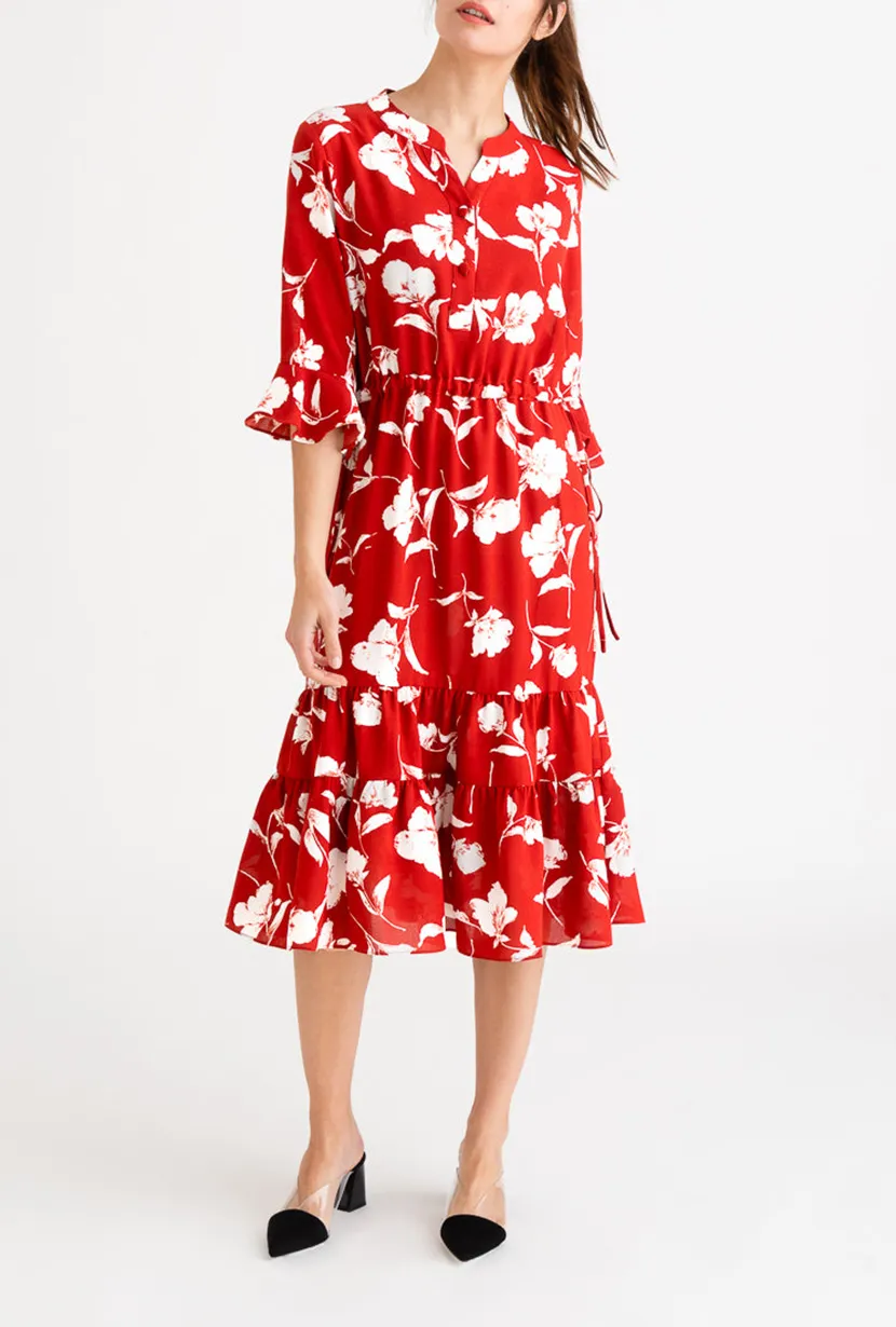 Celina Dress - Red Floral