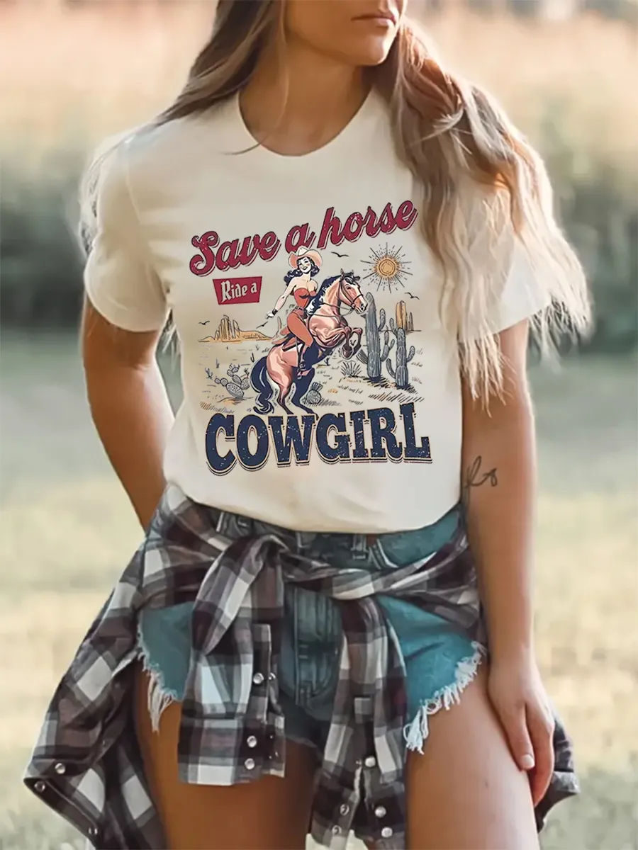 Save Riding Cowboy Racing Western Country T-shirt