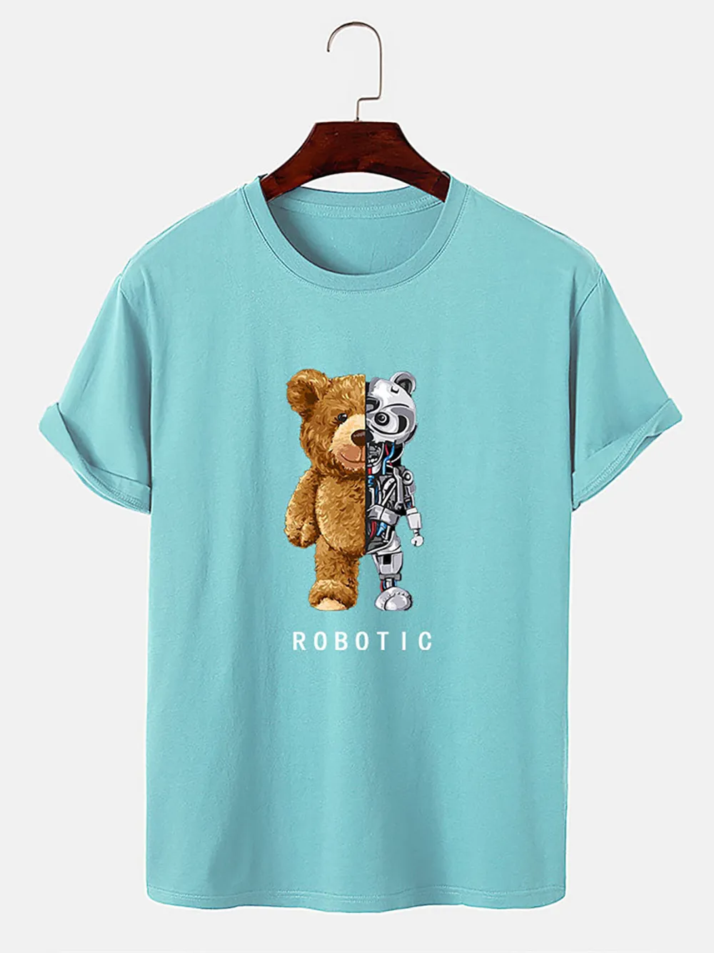 Robot Bear Funny Graphic Cotton T-Shirts