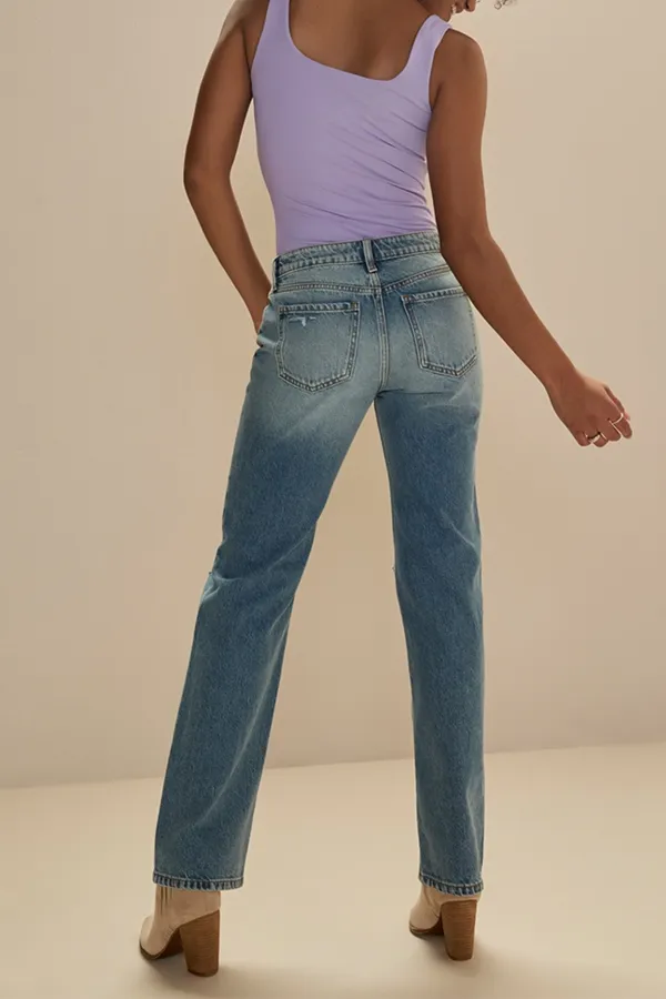 Genevieve Destructed Denim Jeans