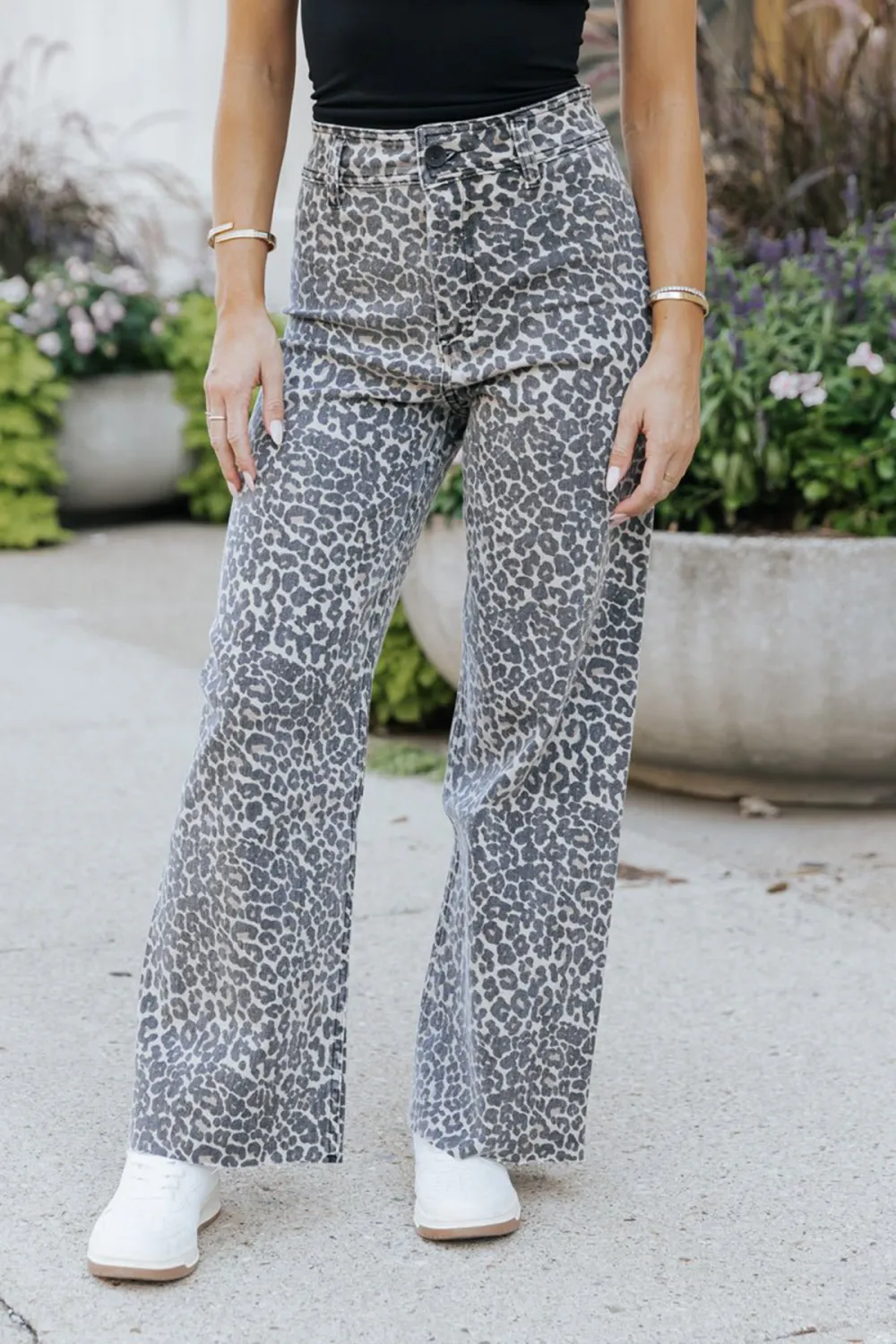 Leopard Straight Wide Leg Pants