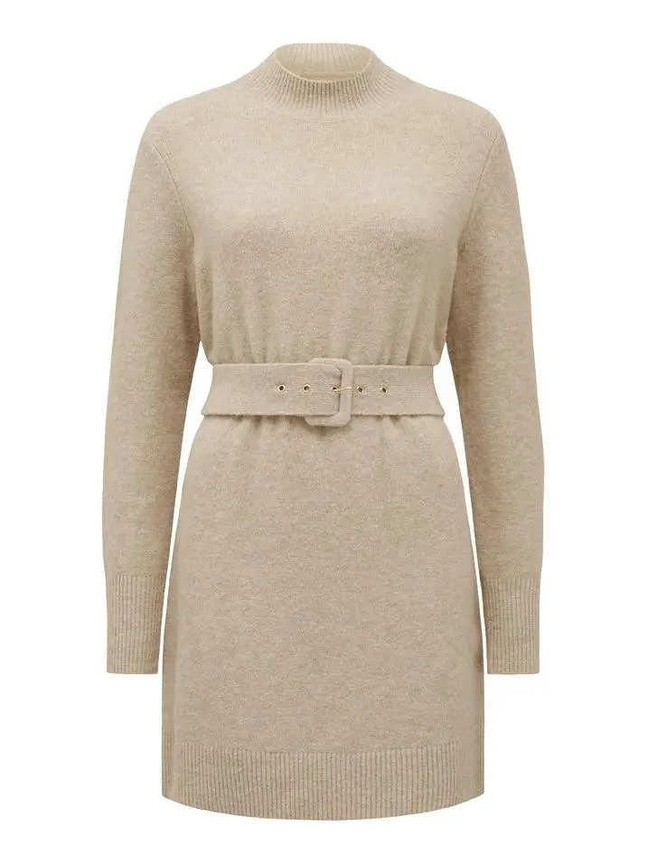 Astrid Belted Mini Knit Dress