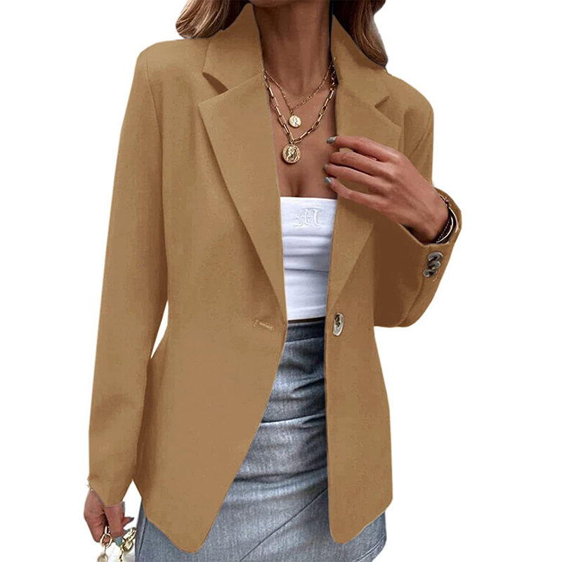 Casual Long Sleeve Solid One Button Blazer