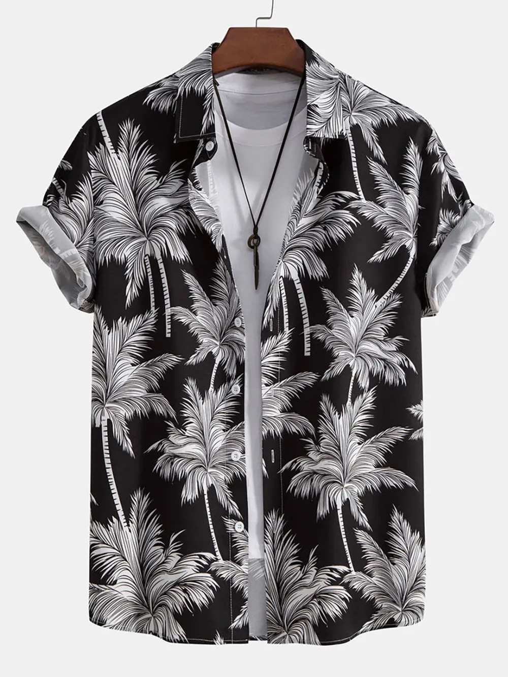 Palm Tree Print Button Up Shirt