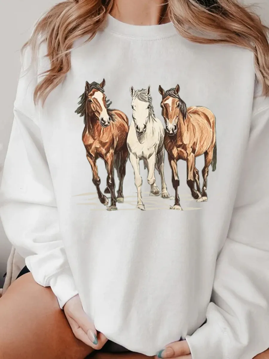 Western style pattern, horse enthusiast pattern sports sweatshirt