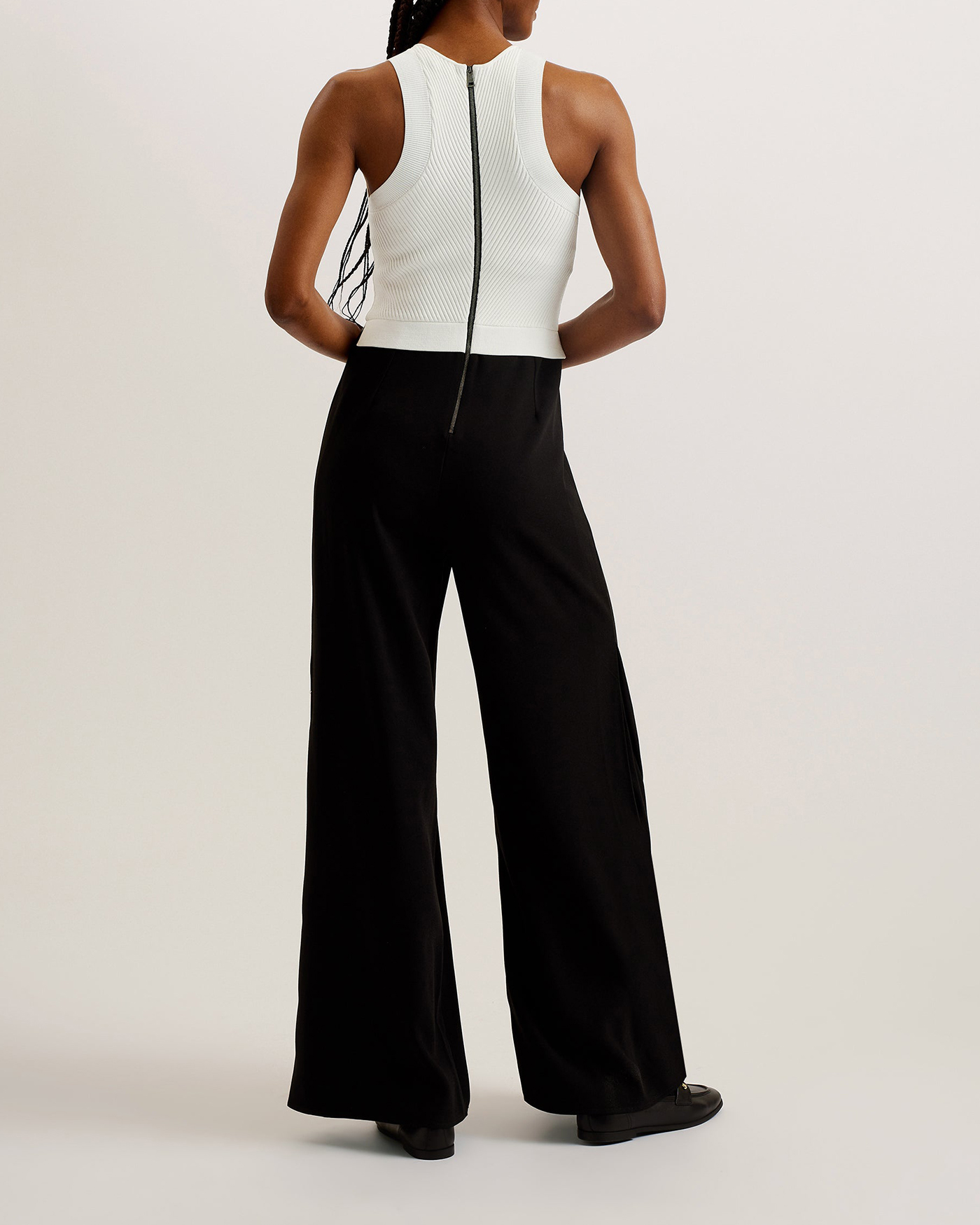 Toveli Knit Bodice Wide Leg Jumpsuit Black