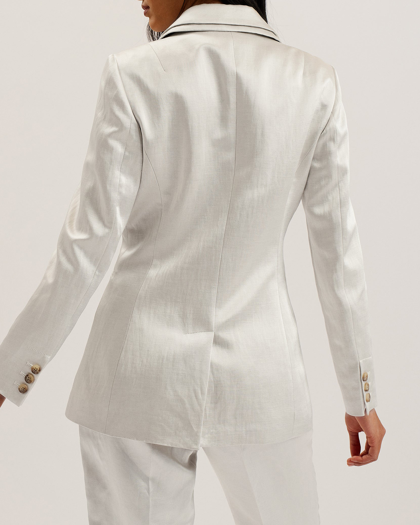 Masaru Single Breasted Tailored Blazer Ivory