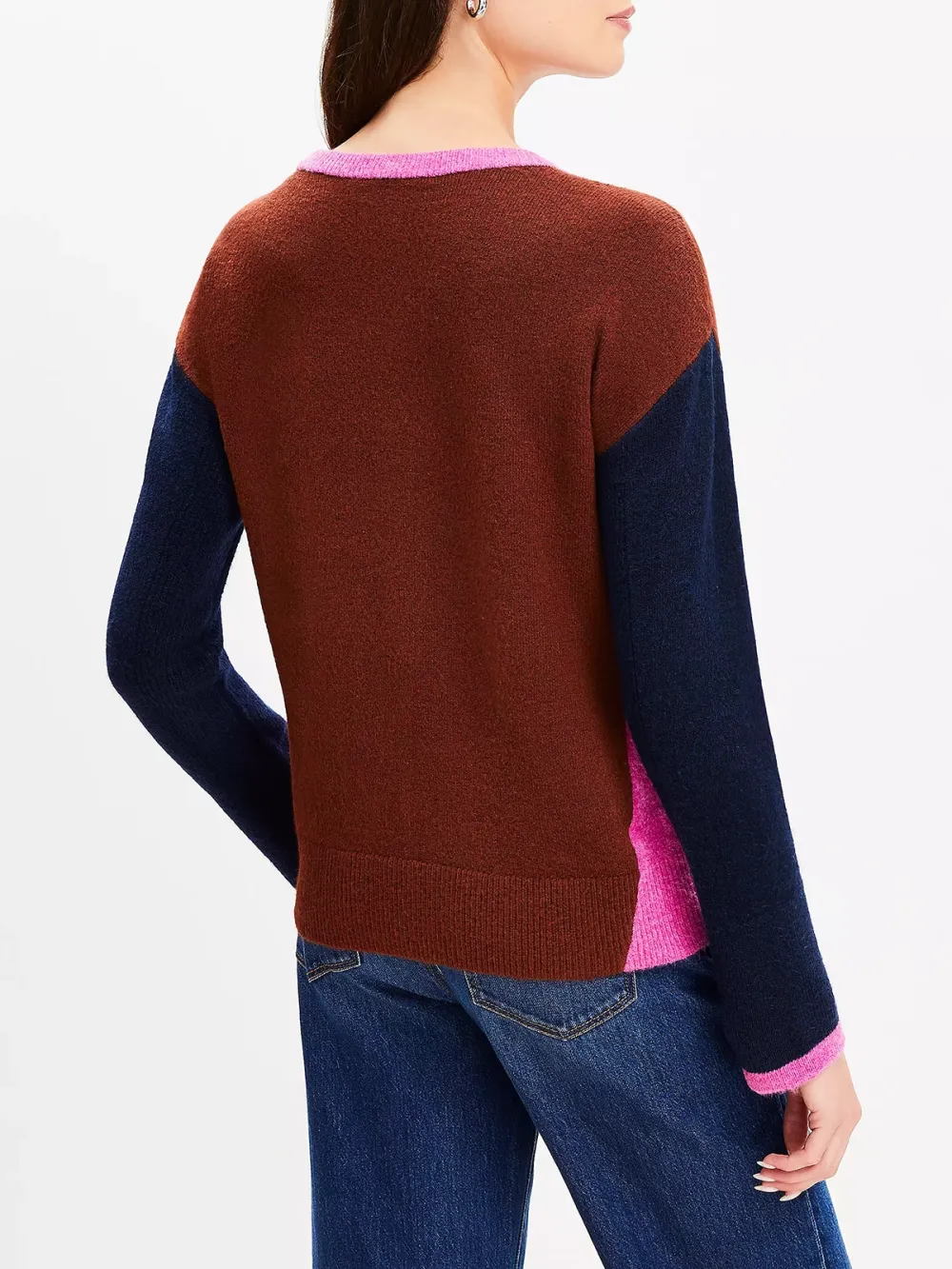 Petite Colorblock Ribtrim Flare Sleeve Sweater