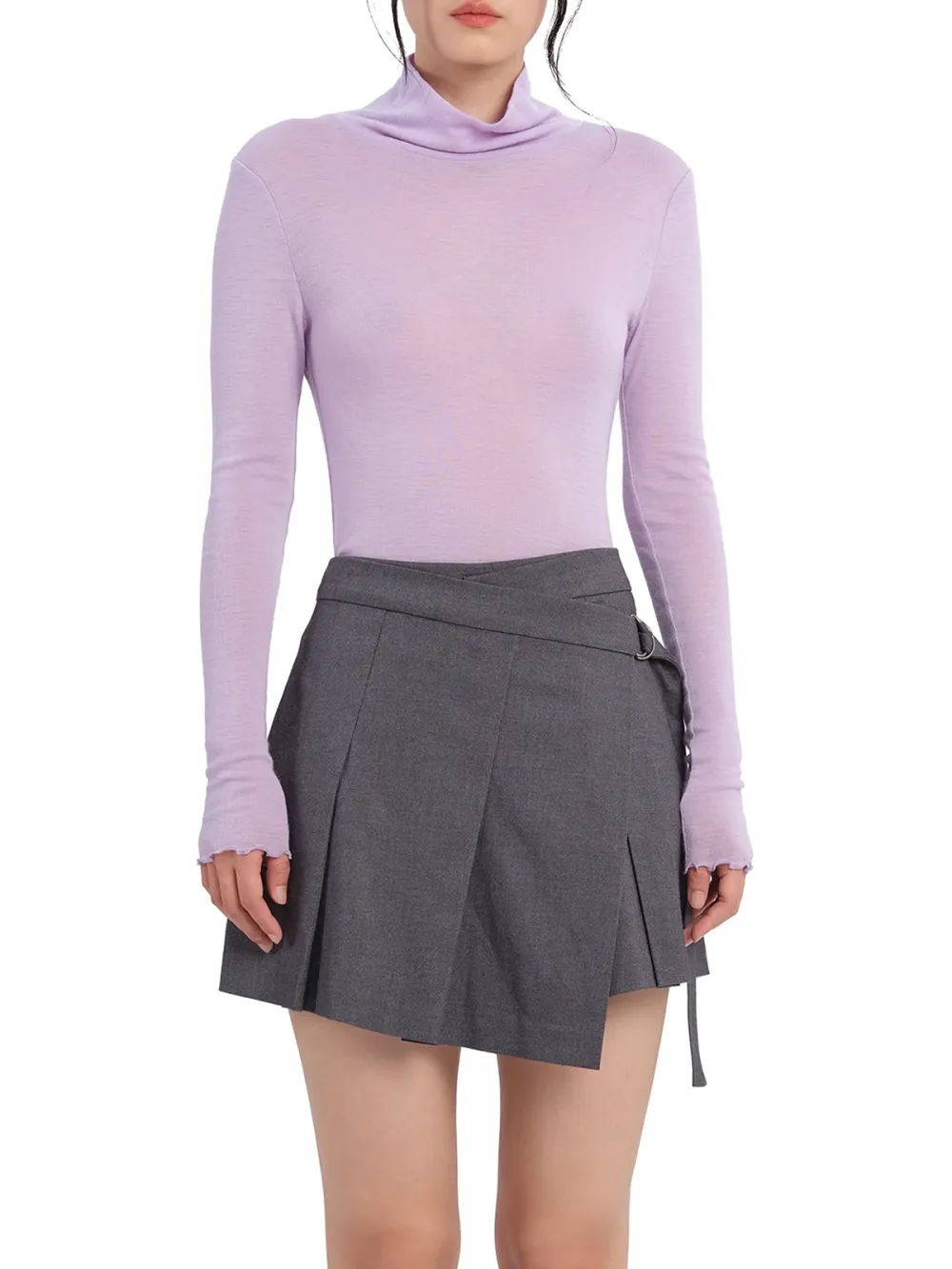 Mock-Neck Wool Tight Top