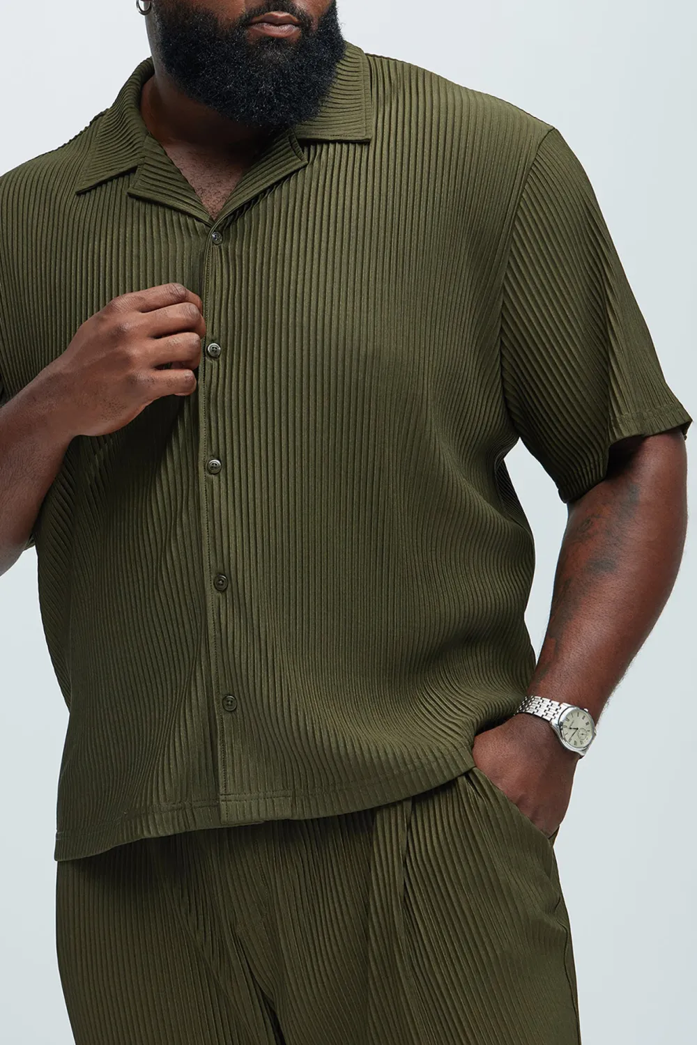 Potential Pleated Shirt - Olive