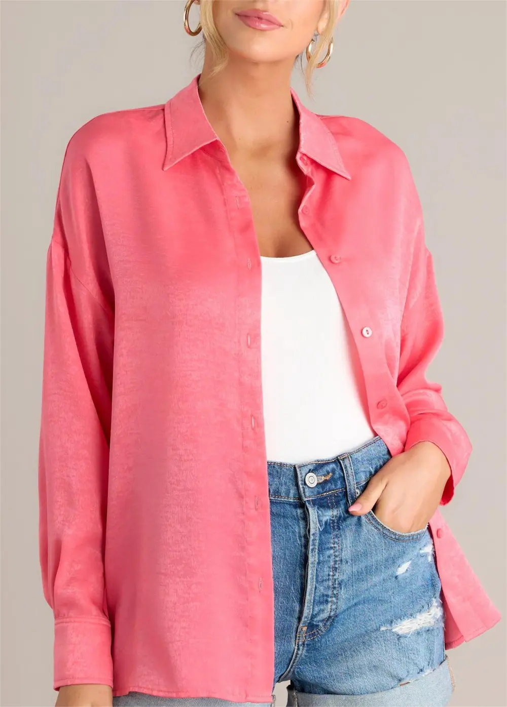 READ ALL ABOUT IT PINK BUTTON FRONT TOP