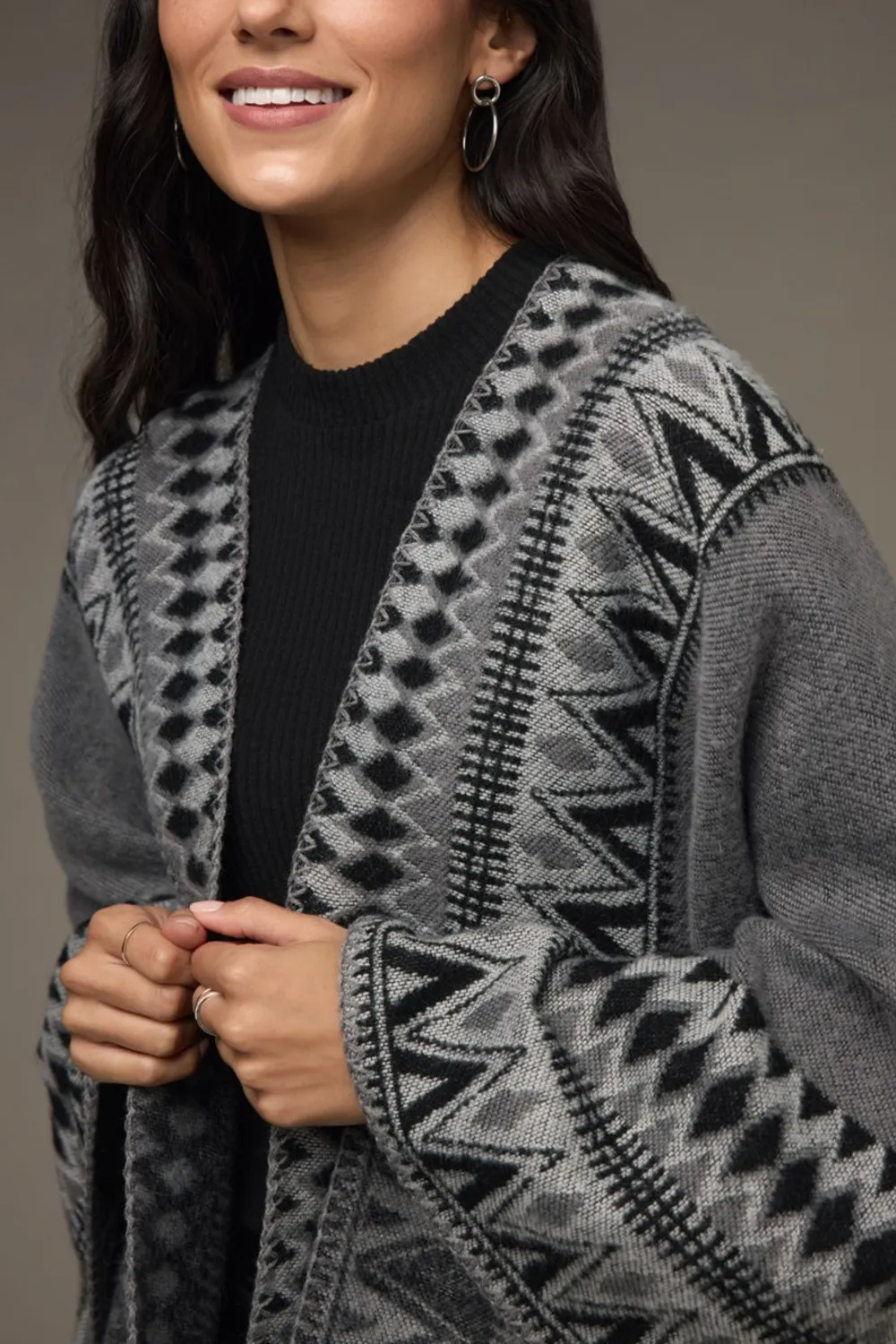 Tine Fairisle Kimono Wrap Cardigan