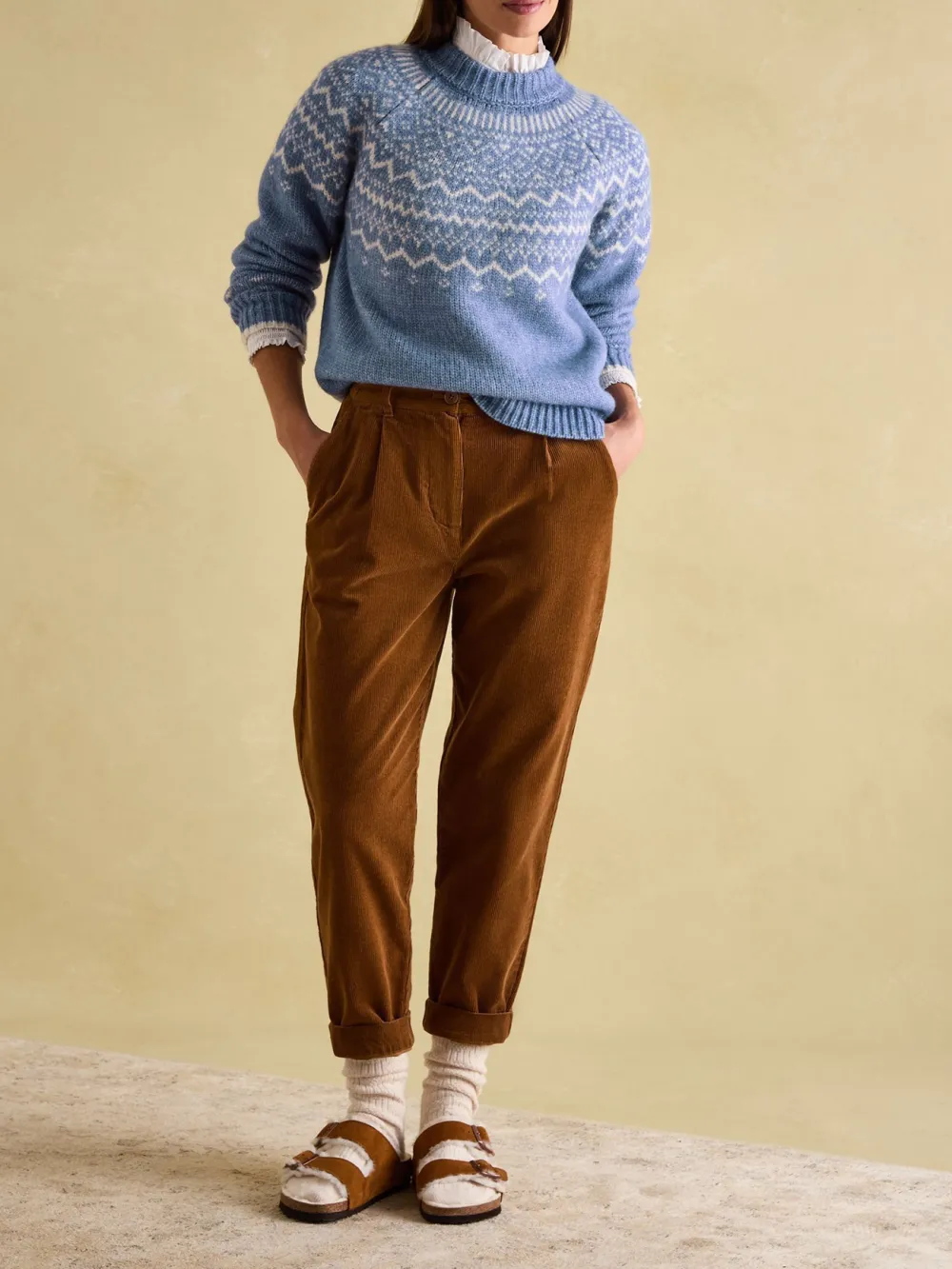 Charlotte Cream Crew Neck Fairisle Pattern Jumper