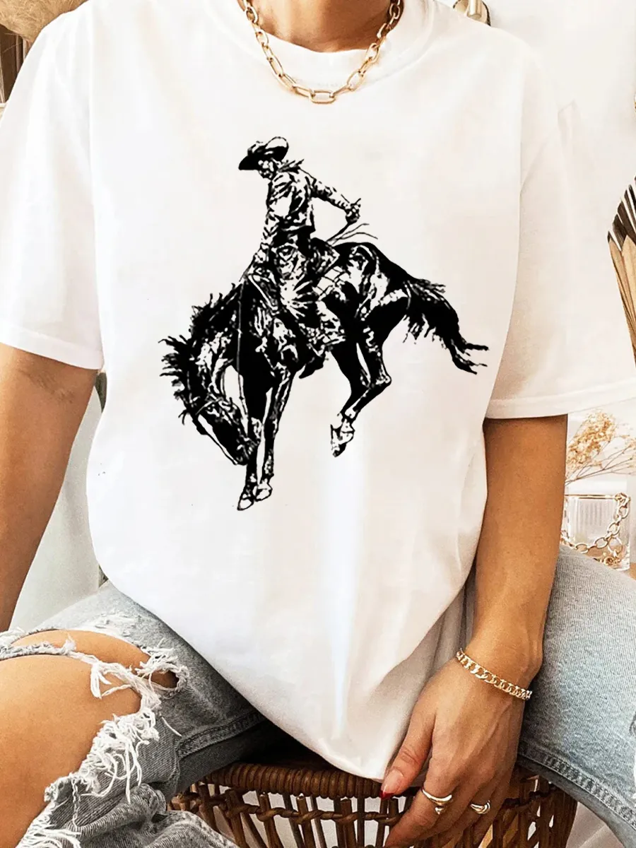 Retro Western Cowboy Knight Pattern T-shirt