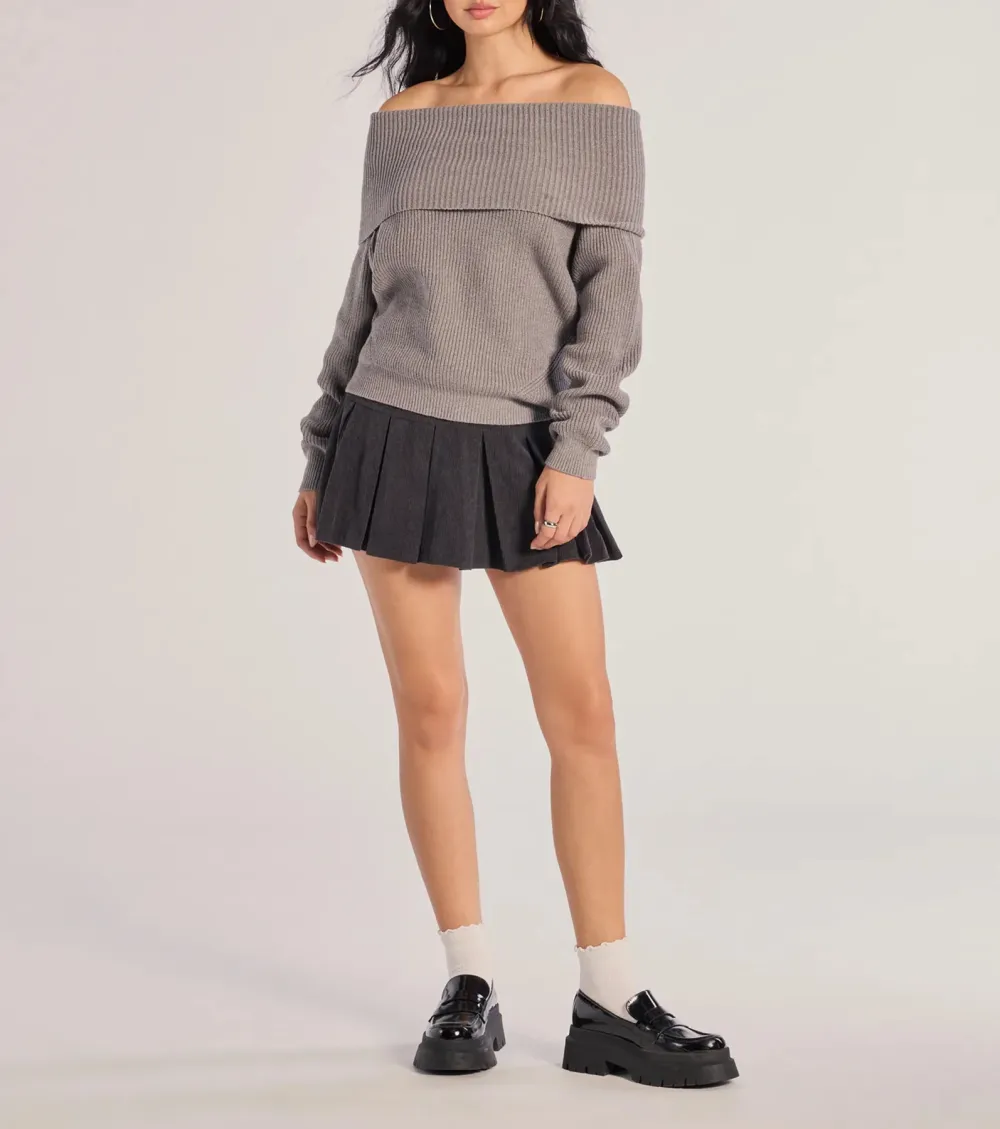 Cozy Factor Ribbed Knit Off-The-Shoulder Sweater